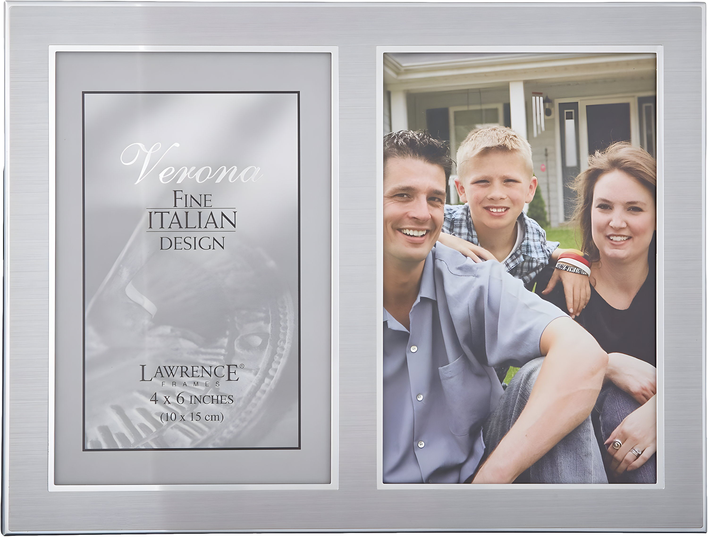 LawrenceFrames 750046D 4 x 6 in. Two Tone Triple Opening Panel Picture Frame, Silver