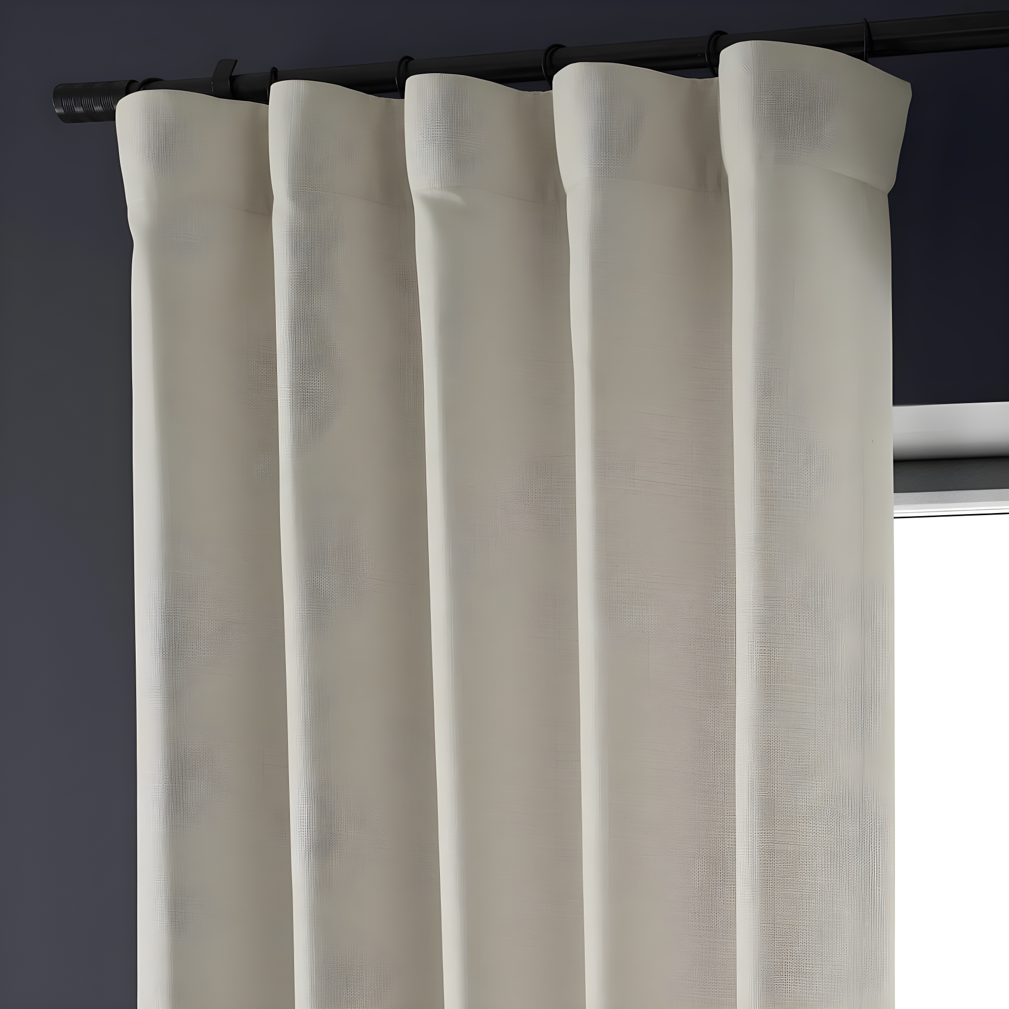 Half Price Drapes Parchment Cream Faux Linen Room Darkening Curtains for Bedroom(1 Panel),50W X 84L
