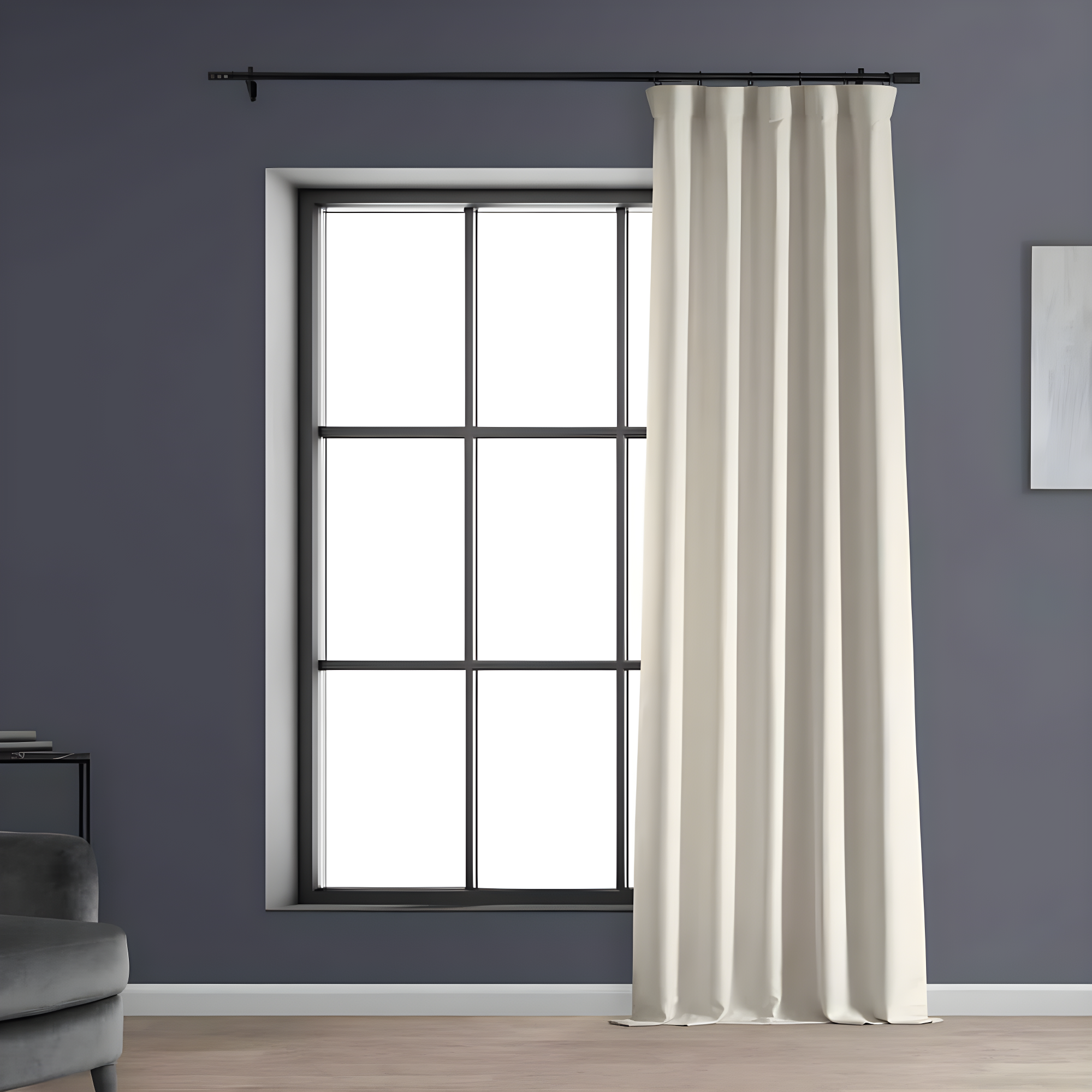 Half Price Drapes Parchment Cream Faux Linen Room Darkening Curtains for Bedroom(1 Panel),50W X 84L