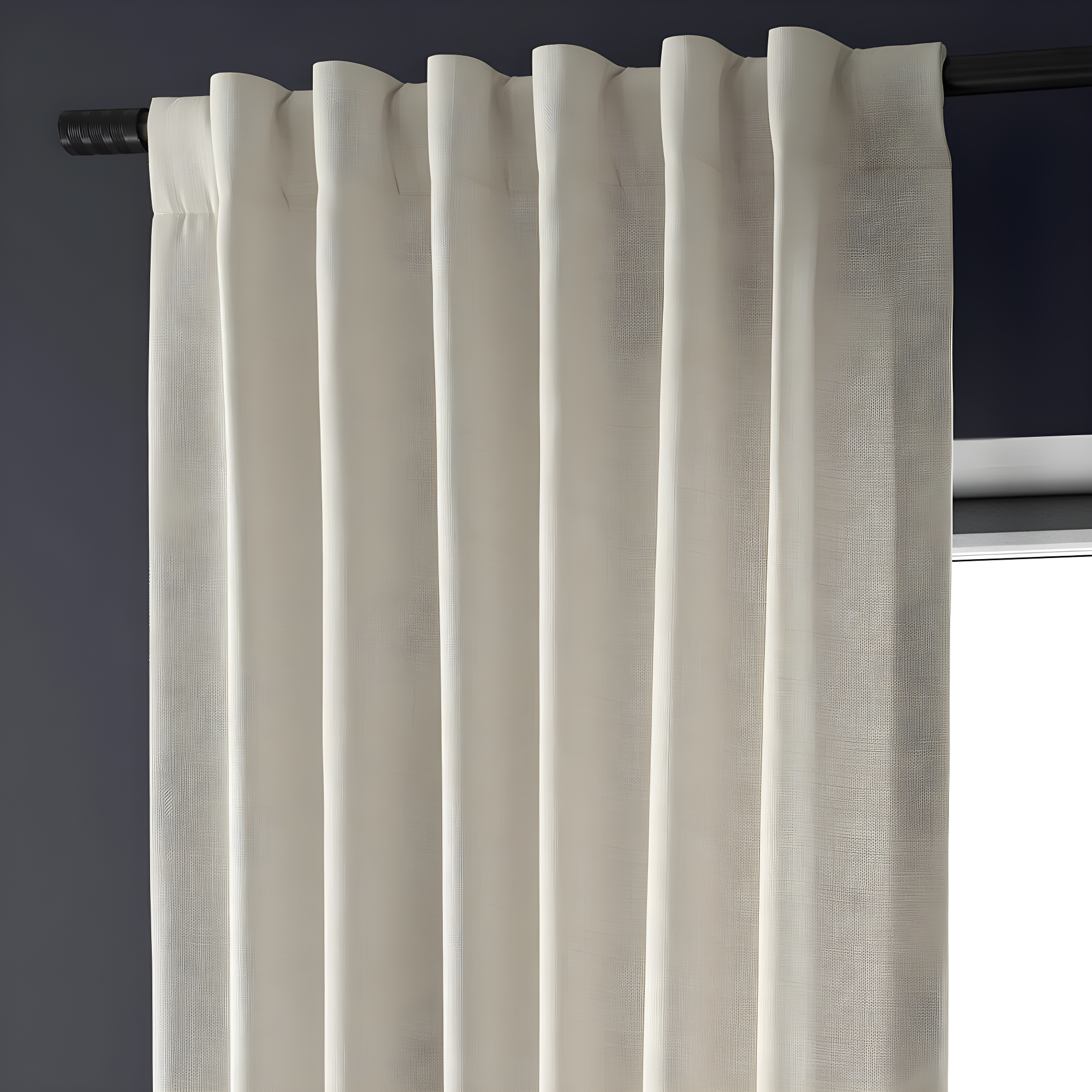 Half Price Drapes Parchment Cream Faux Linen Room Darkening Curtains for Bedroom(1 Panel),50W X 84L