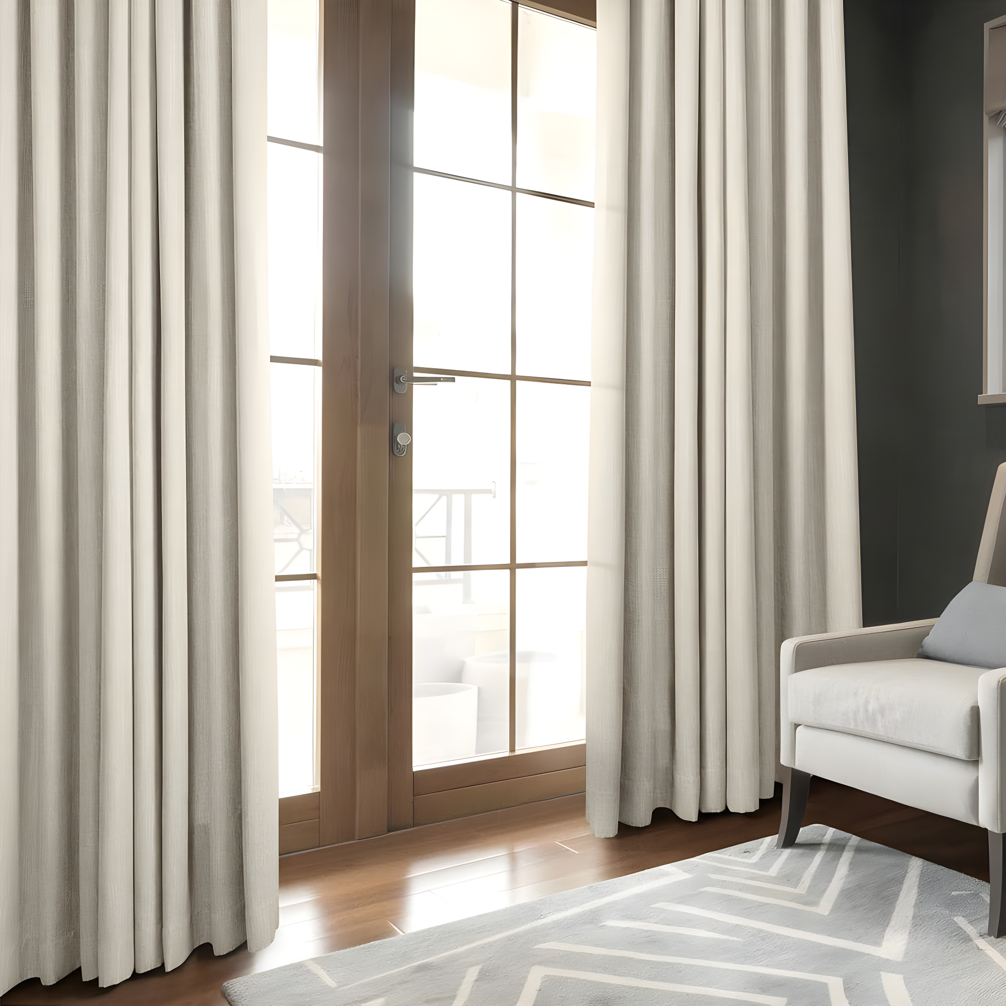 Half Price Drapes Parchment Cream Faux Linen Room Darkening Curtains for Bedroom(1 Panel),50W X 84L