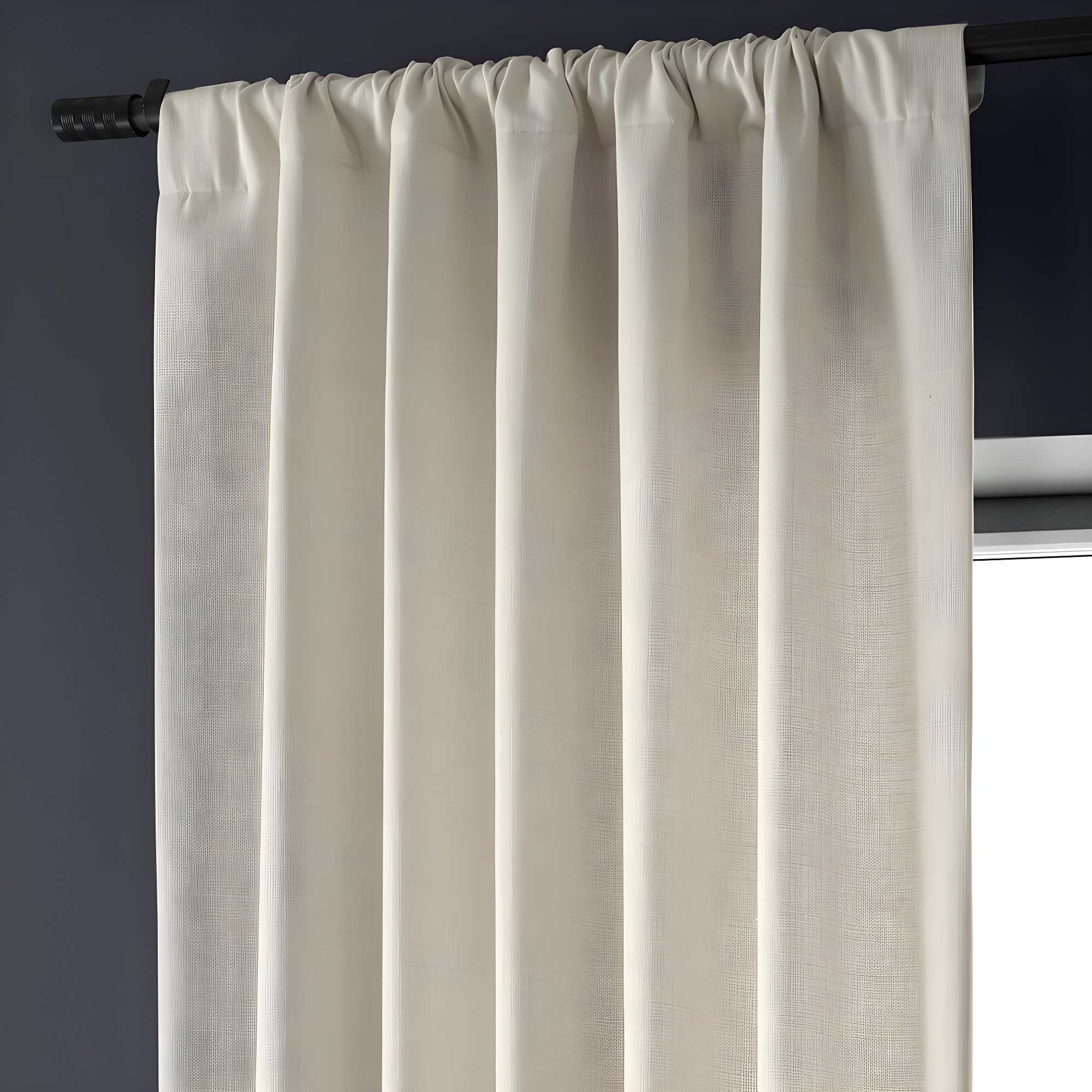 Half Price Drapes Parchment Cream Faux Linen Room Darkening Curtains for Bedroom(1 Panel),50W X 84L