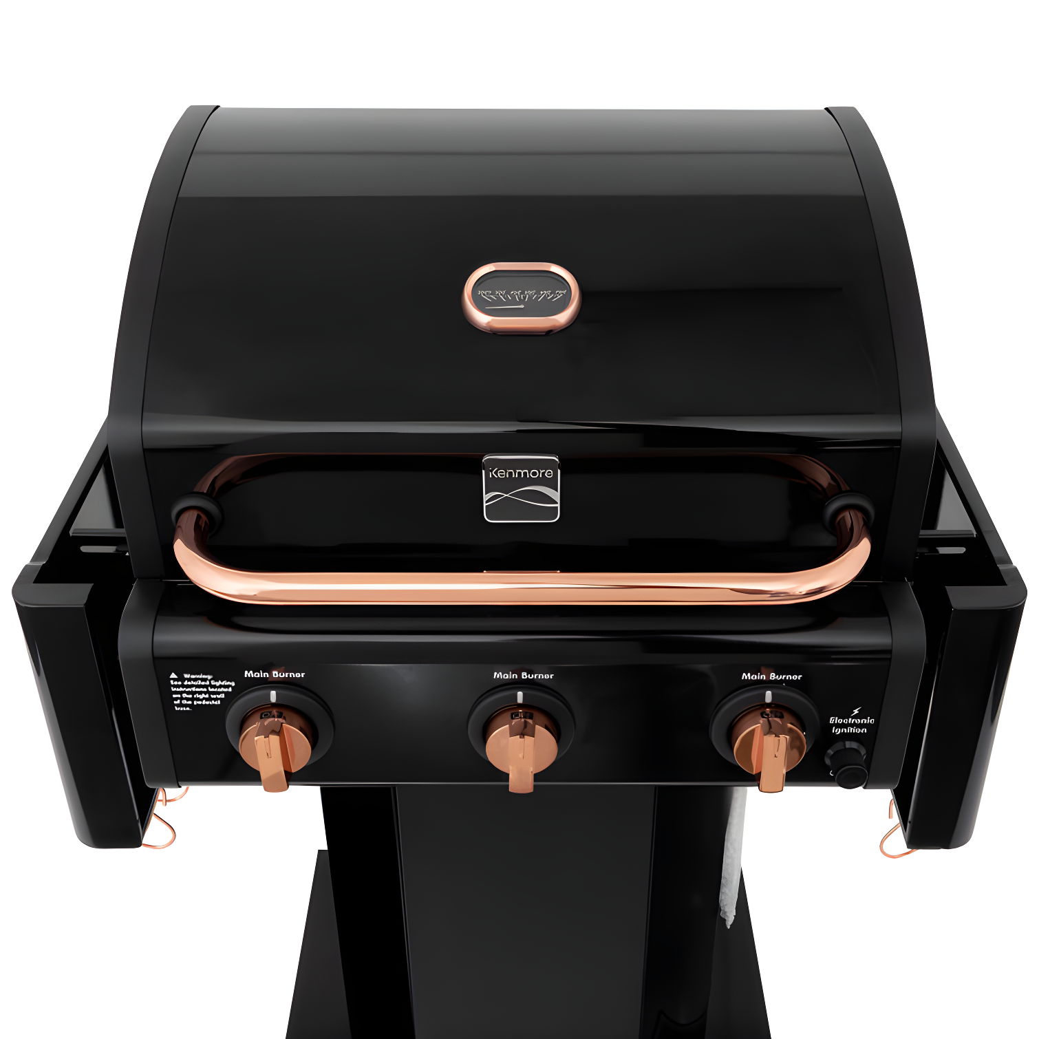 Kenmore 3-Burner Propane Gas Grill with Foldable Side Tables for Outdoor BBQ