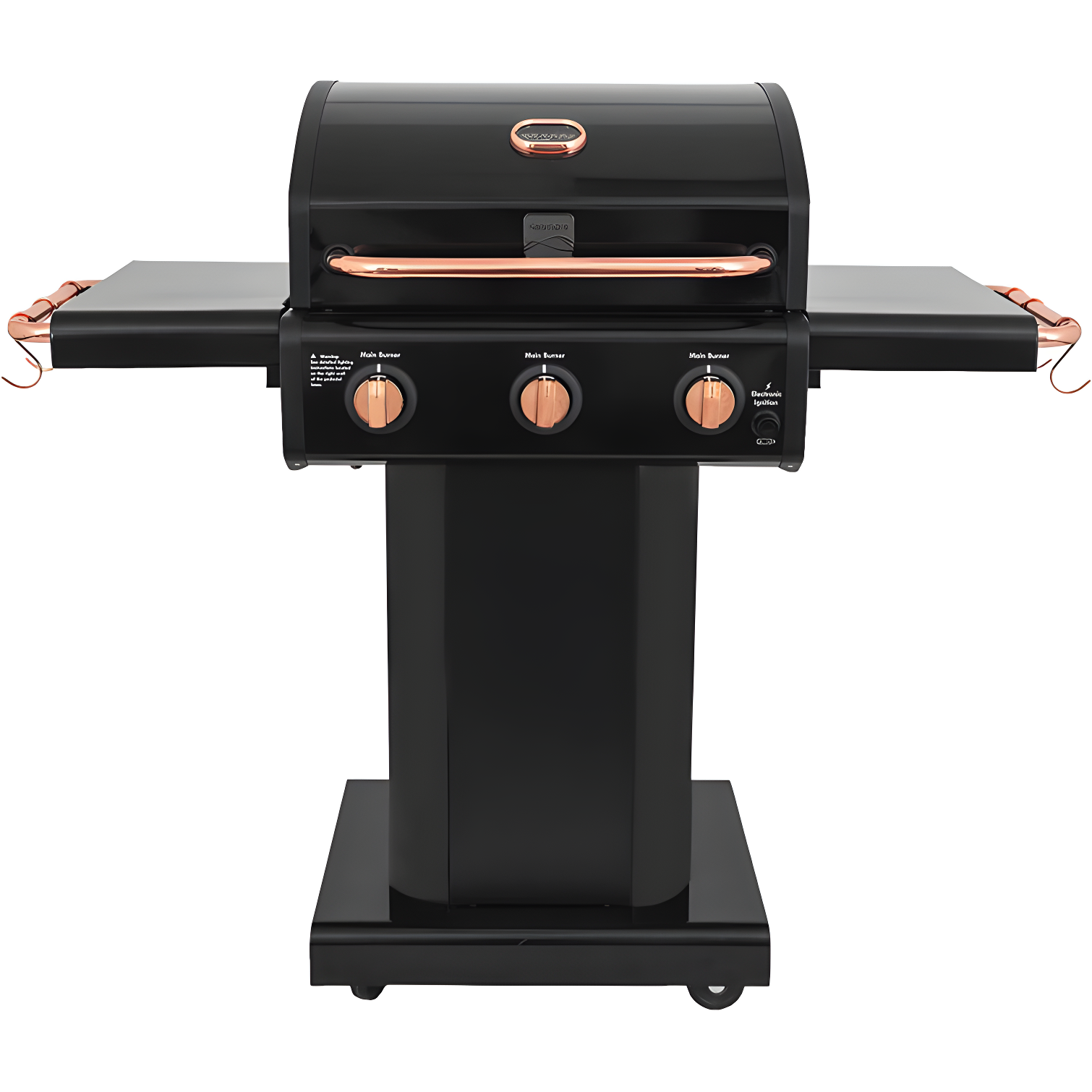 Kenmore 3-Burner Propane Gas Grill with Foldable Side Tables for Outdoor BBQ