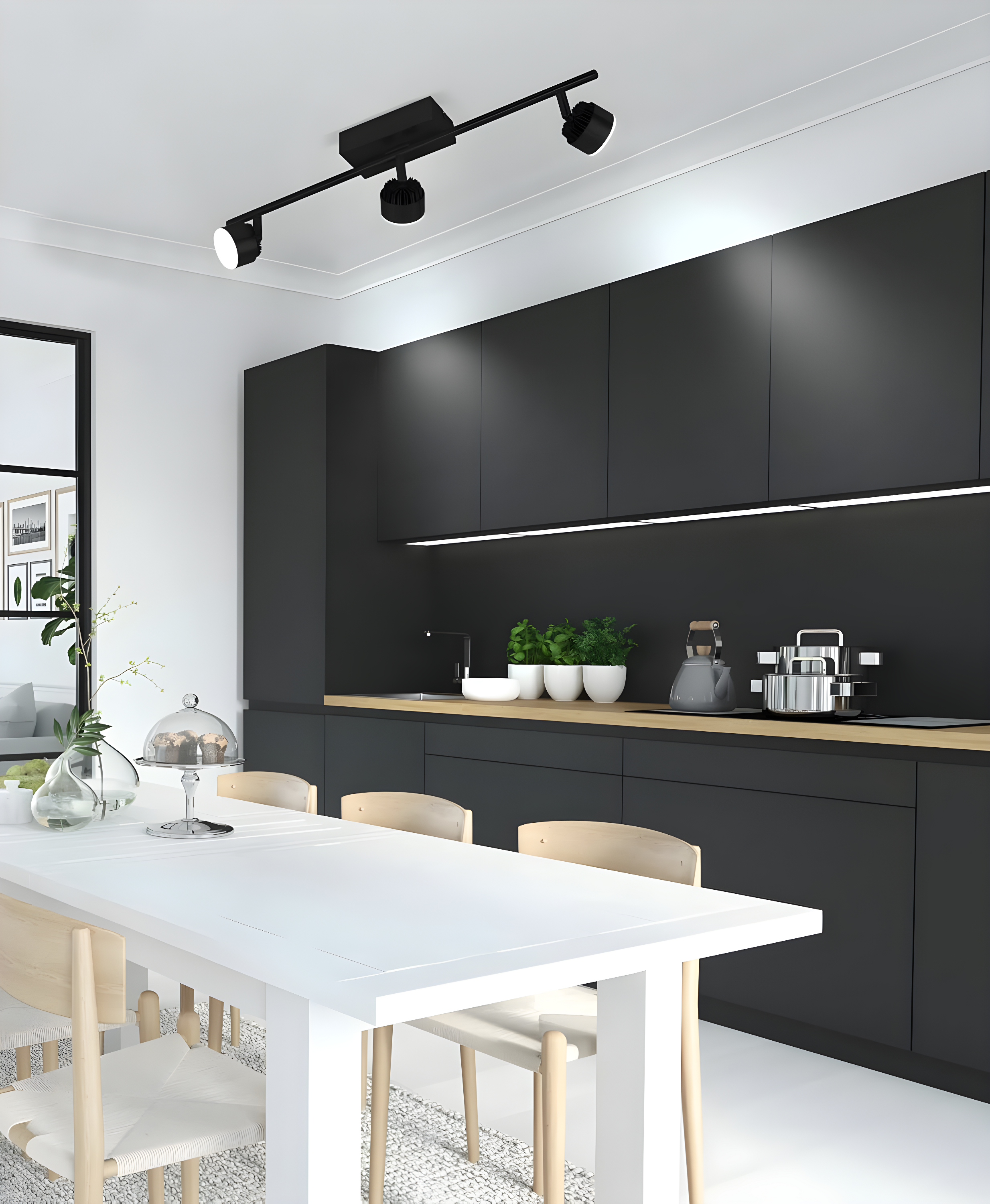 EGLO Armento - 3 Lt LED Fixed Track Light w/a Black Finish and Black Adjustable Shades