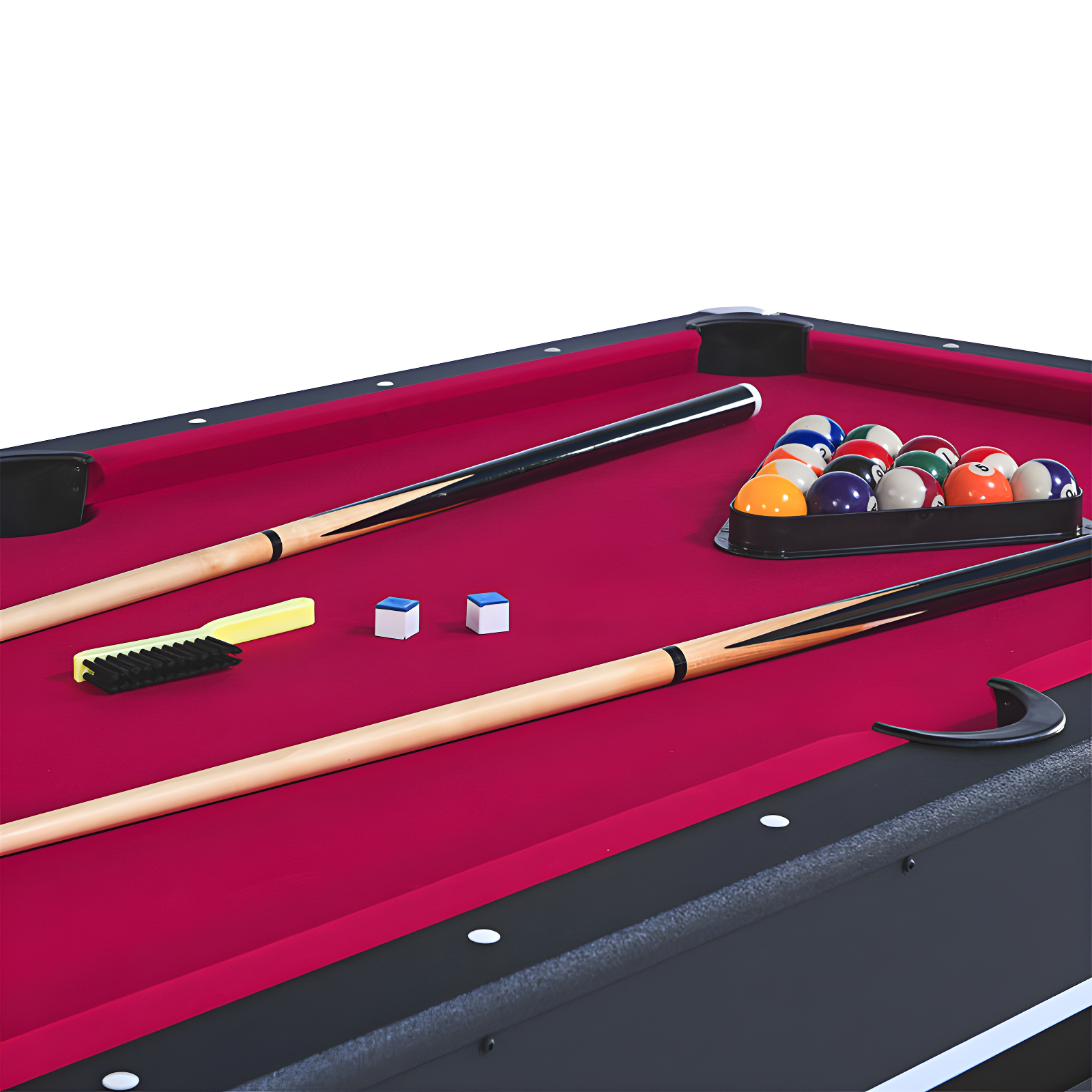 ALPHANEO 6-Ft Pool Table With Table Tennis Top - Black With Red Felt