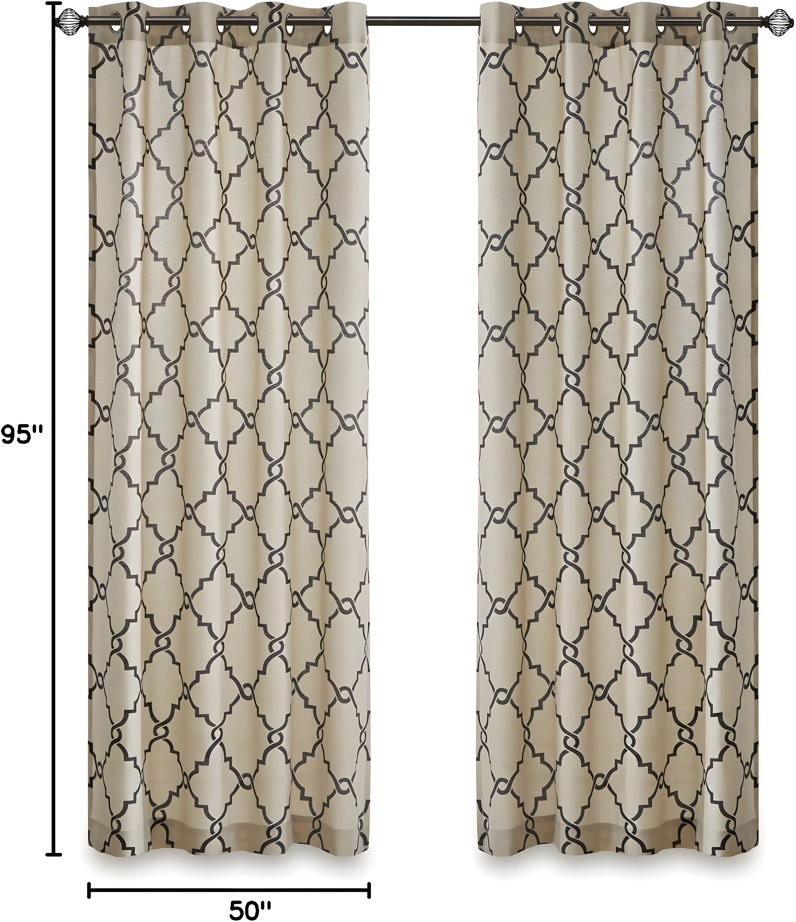 Madison Park Fretwork Print Grommet Top Single Window Curtain Panel