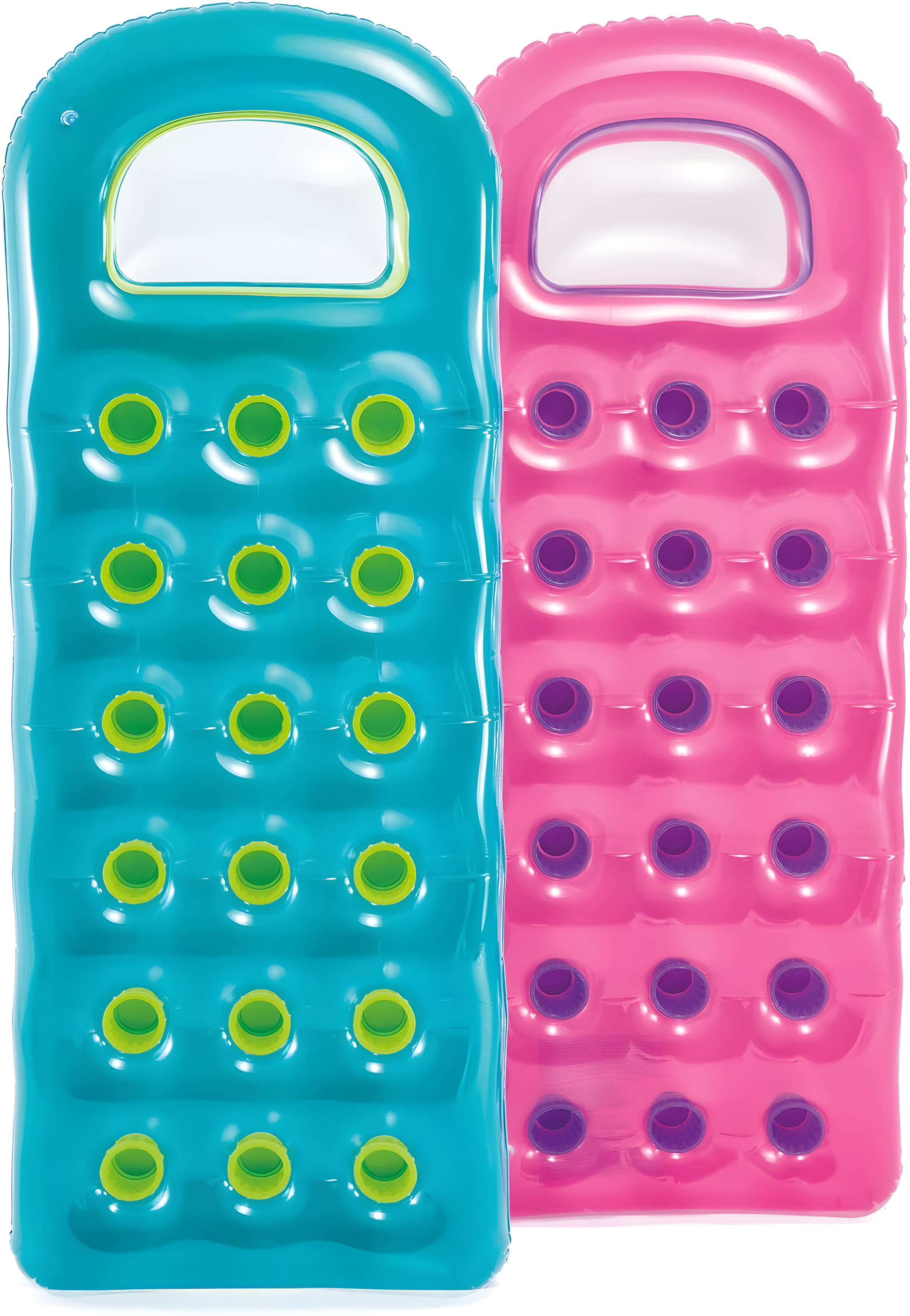 Intex Suntanner 18 Pocket Single Person Inflatable Swimming Pool Beach Lounge Floating Raft with Pillow and Cupholders, Color May Vary