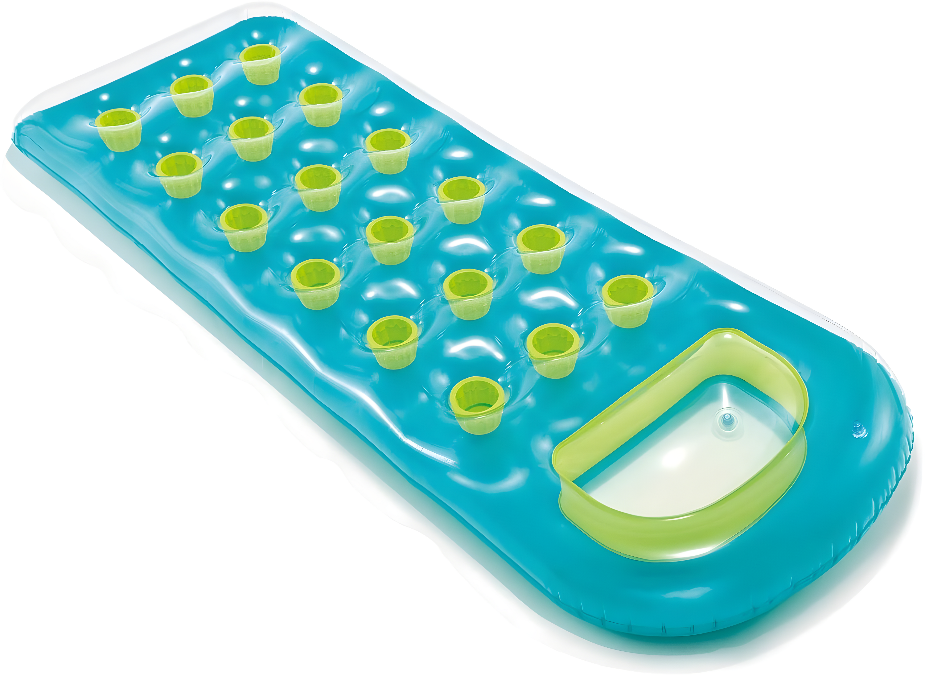 Intex Suntanner 18 Pocket Single Person Inflatable Swimming Pool Beach Lounge Floating Raft with Pillow and Cupholders, Color May Vary