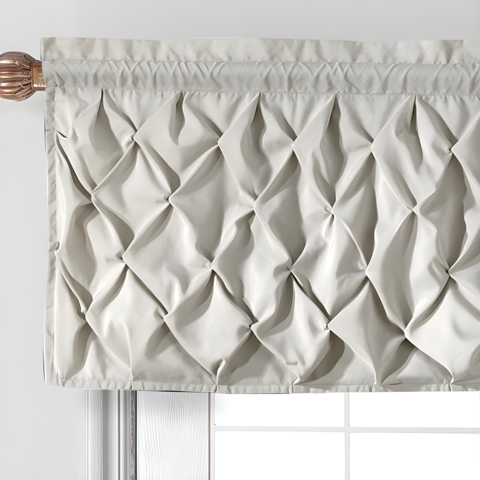 Carmen Solid Pintuck Curtain Valance, 60" x 20"