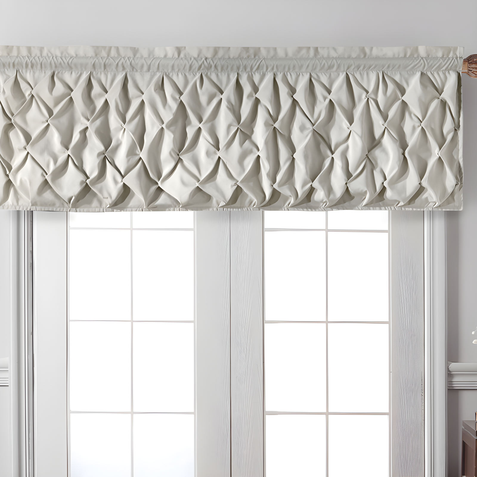 Carmen Solid Pintuck Curtain Valance, 60" x 20"