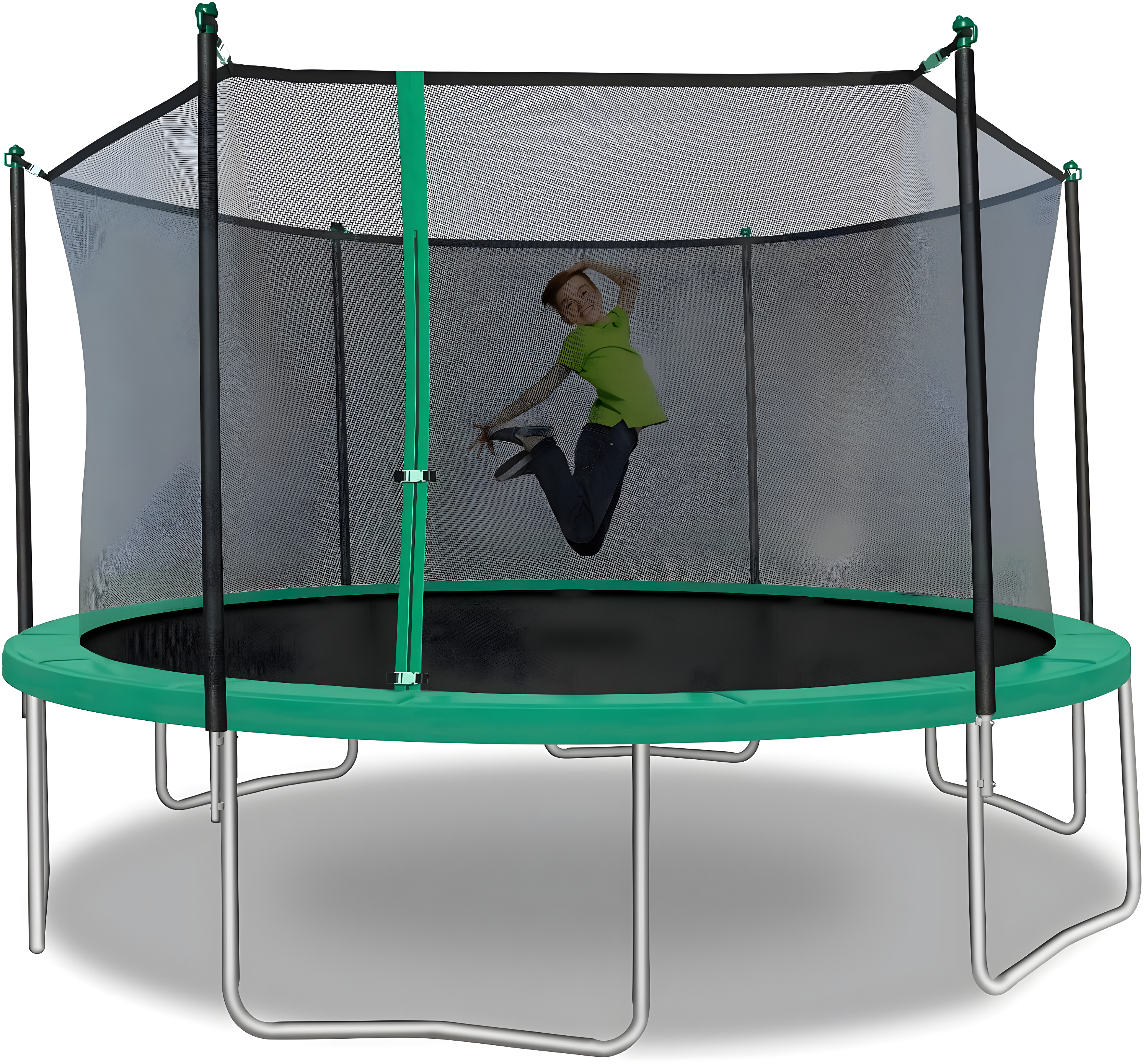 TruJump Sportspower TruJump 14' Round Trampoline with Safety Enclosure & with Lifetime Warranty on Jump Mat