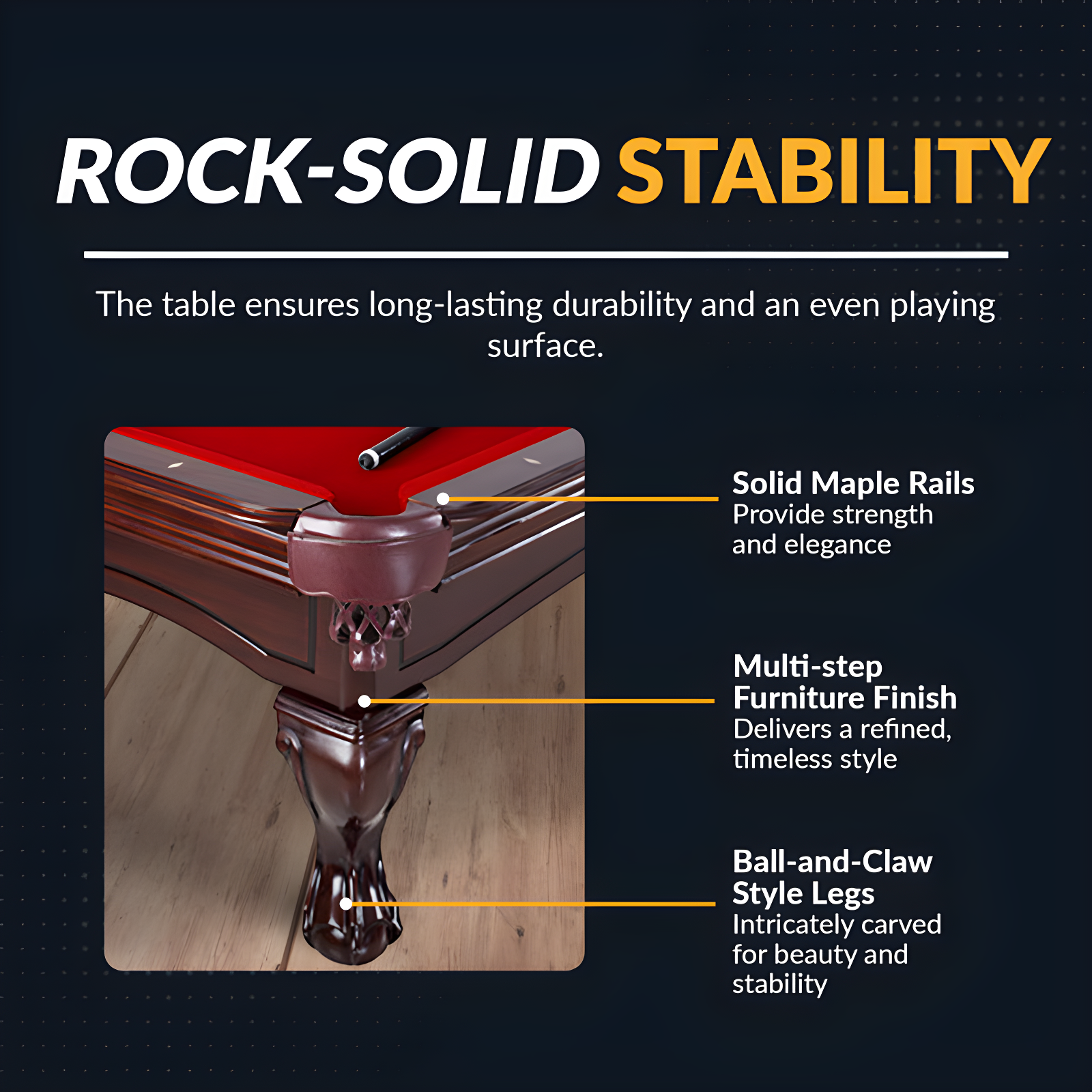 Hathaway Games Hathaway Augusta 8 Ft Furniture Pool Table – Includes Cue Sticks, Billiard Balls – Classic Design Perfect for Family, Home, Dining, or Living Room