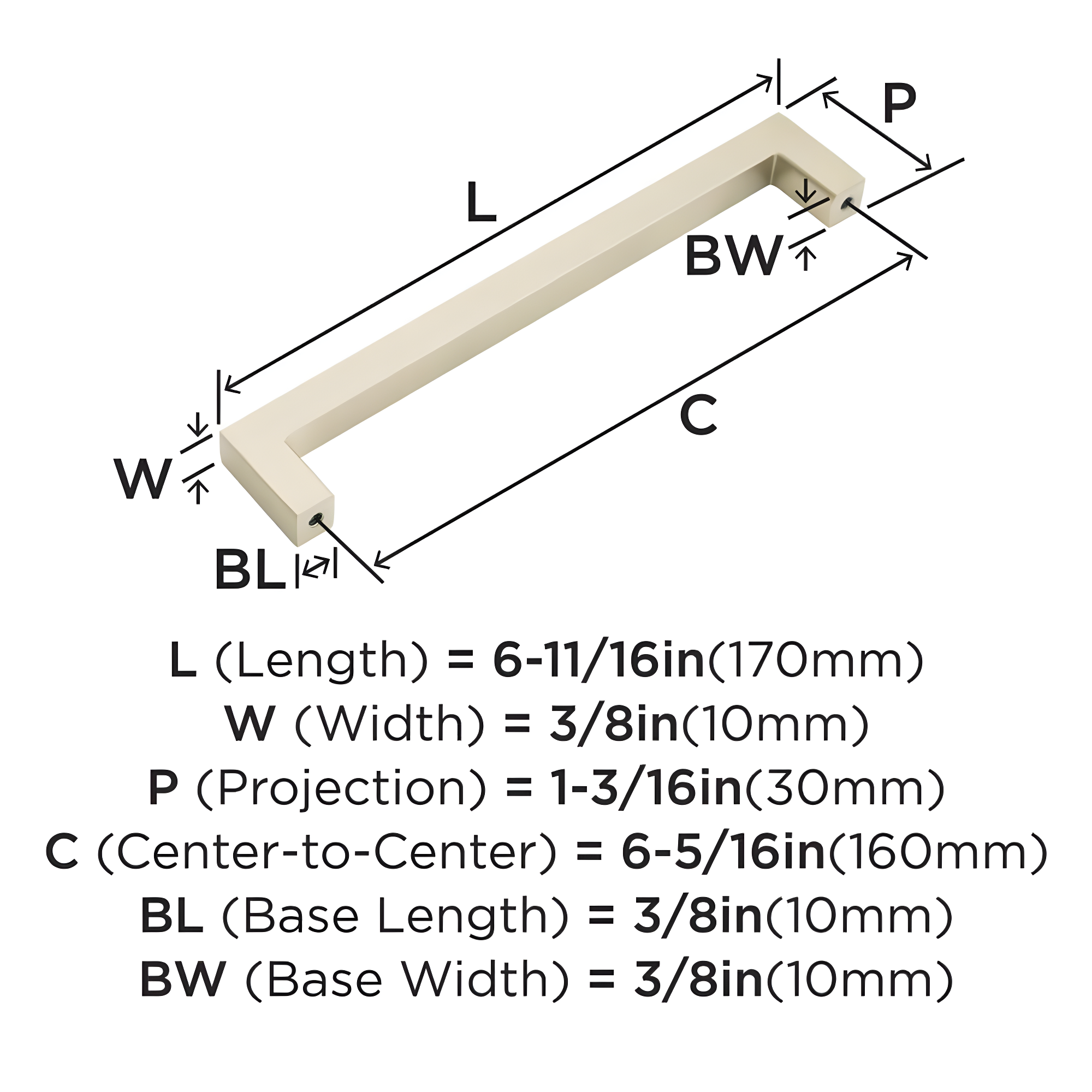 Amerock Monument 6-5/16 inch (160mm) Center-to-Center Golden Champagne Cabinet Pull