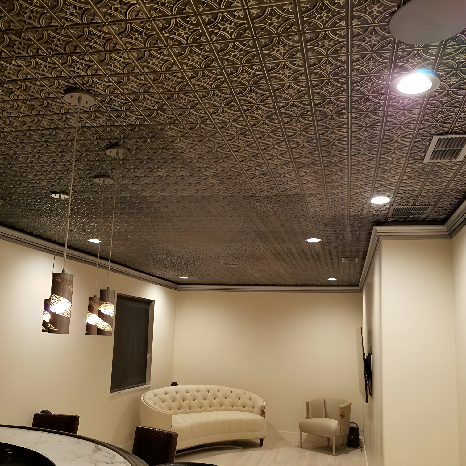 FromPlainToBeautifulInHours Gothic Reims 2 Ft. X 2 Ft. Drop-In Or Glue-Up PVC Ceiling Tile (Set of 10)