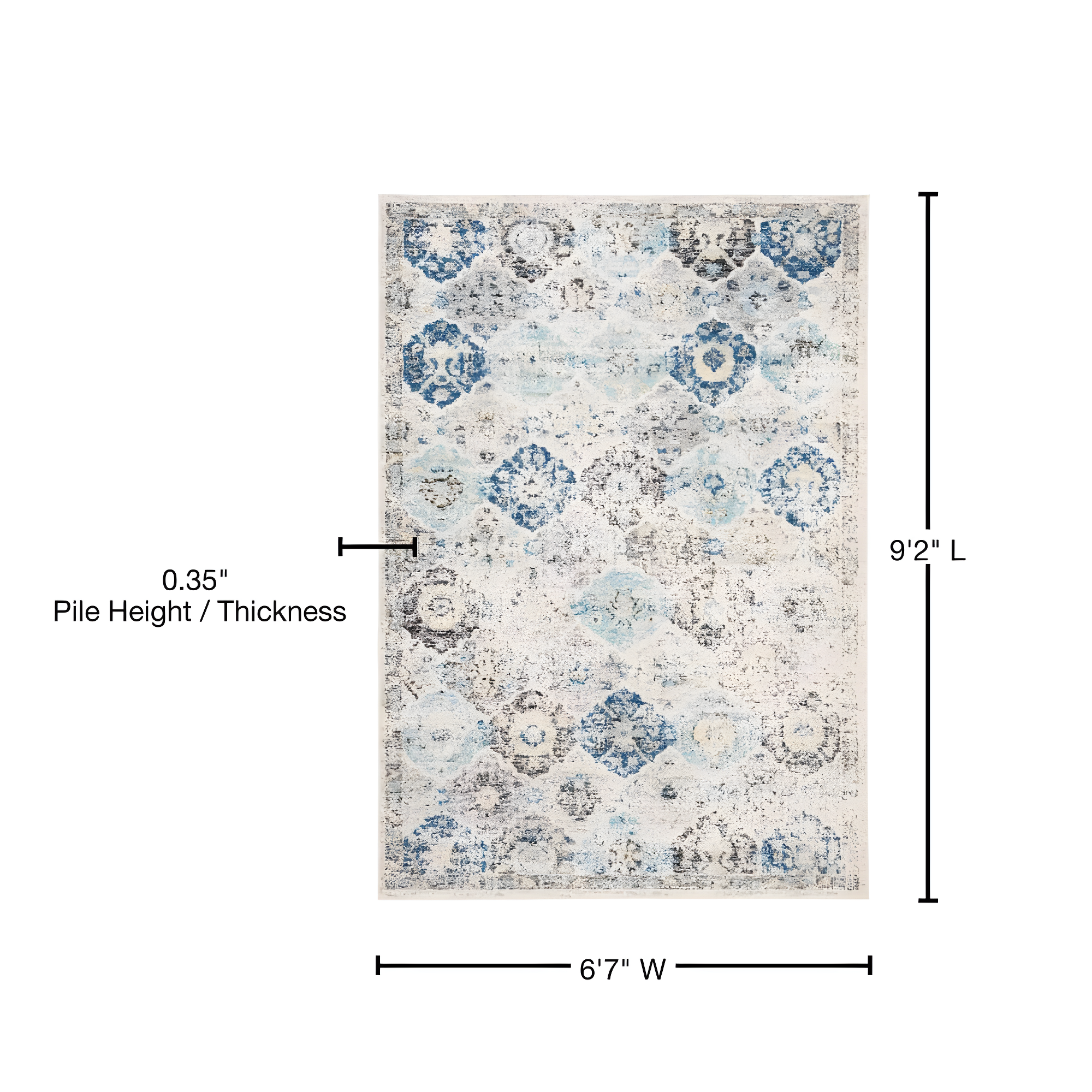 Madison MAD611 Power Loomed Indoor Area Rug - Ivory/Aqua - 6'7"x9'2" - Safavieh