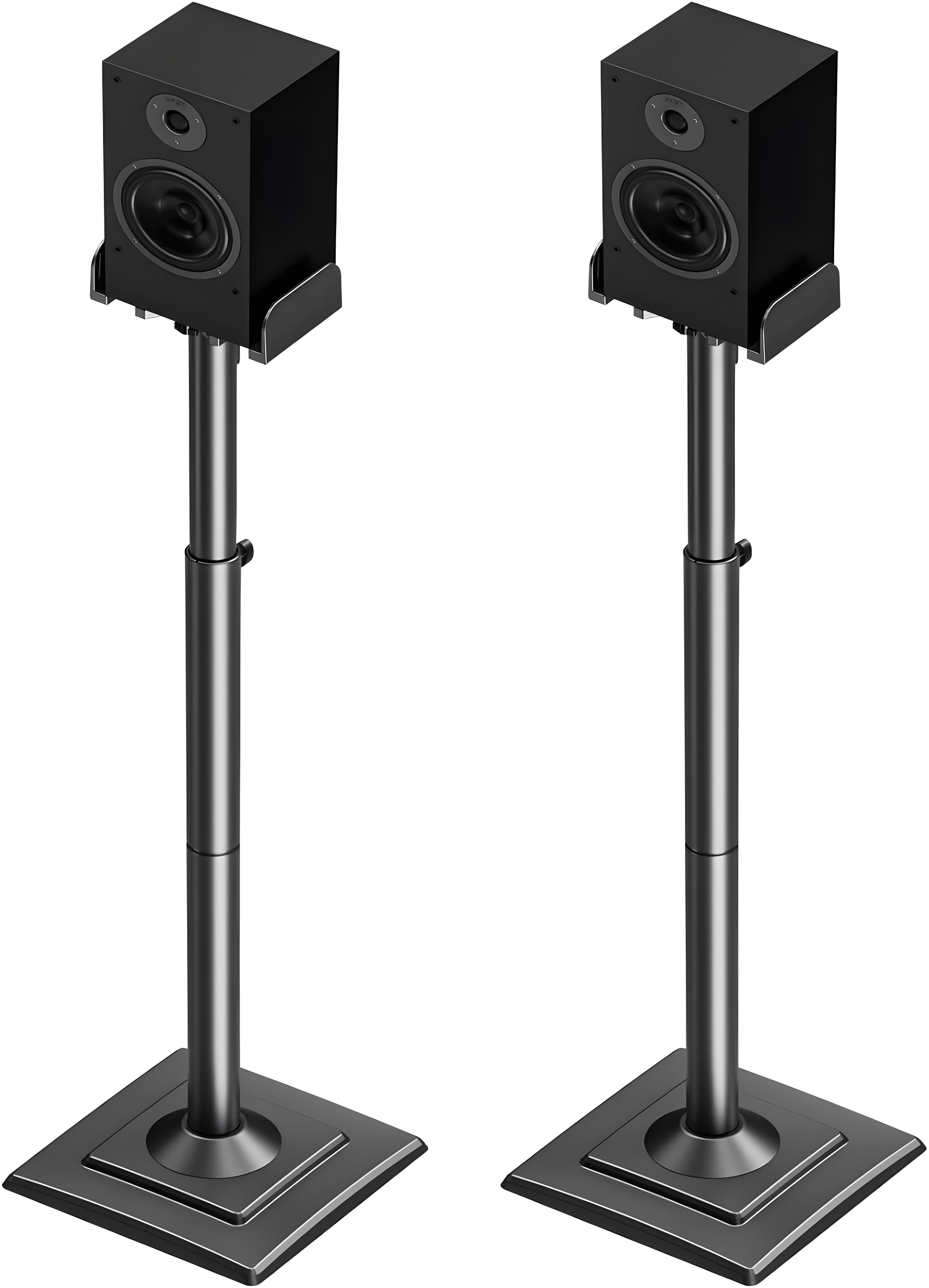 PERLESMITH Universal Speaker Stands Height Adjustable Extend 30.7 to 42.5 Holds Satellite Speakers & Bookshelf Speakers up to 11lbs-1 Pair PSSS2 Black