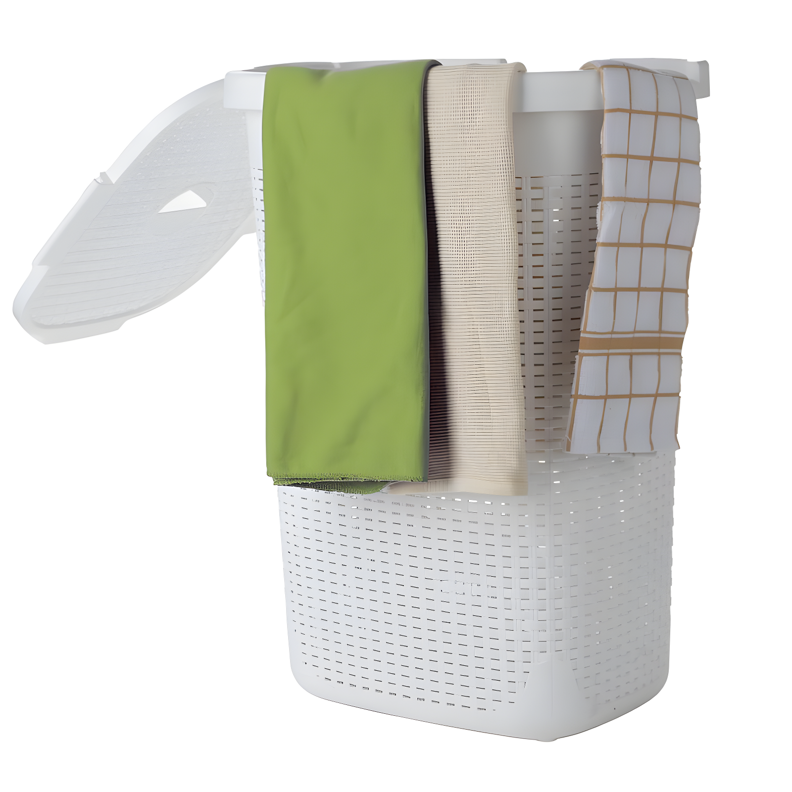 Mind Reader 50L Slim Laundry Hamper, Clothes Basket, Lid, Plastic, 17.65"L x 13.75"W x 21"H