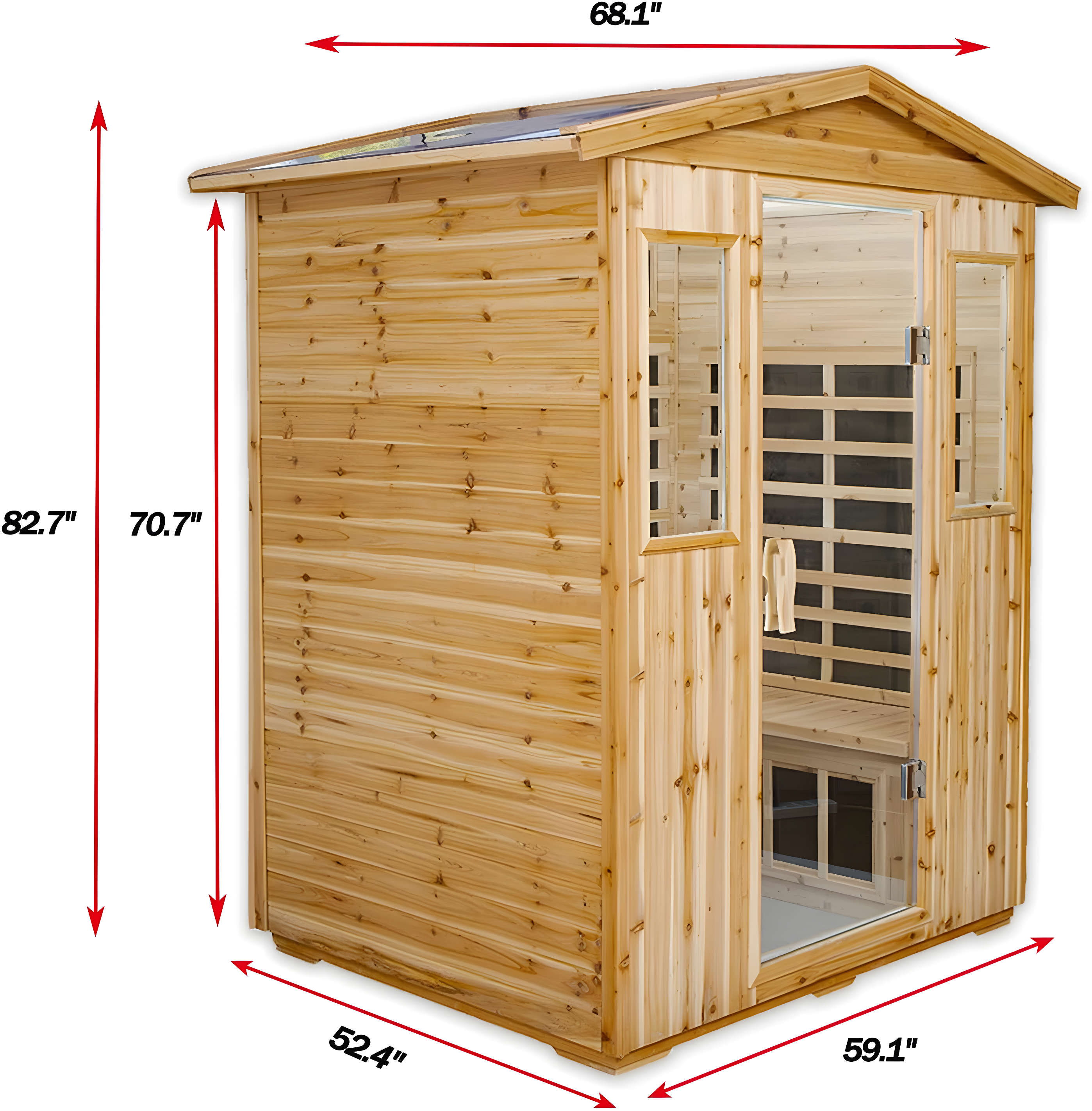 Saunas 904V Far Infrared Sauna, Outdoor Wooden Dry Sauna Low EMF (Hemlock Wood, 4-Person Size)