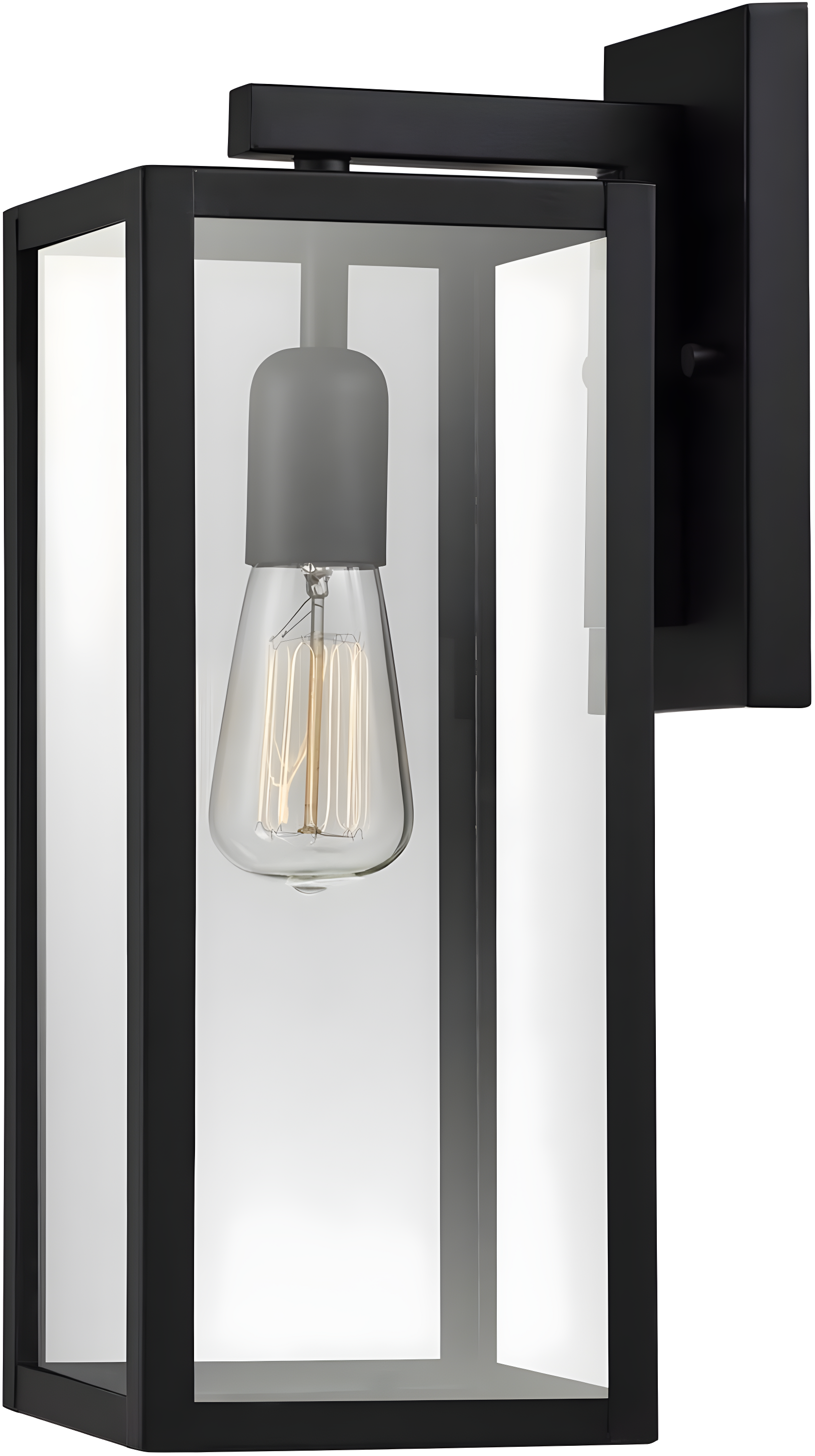 Globe Electric Bowery 1-Light Matte Black Outdoor Indoor Wall Sconce with Clear Glass Shade, 44176
