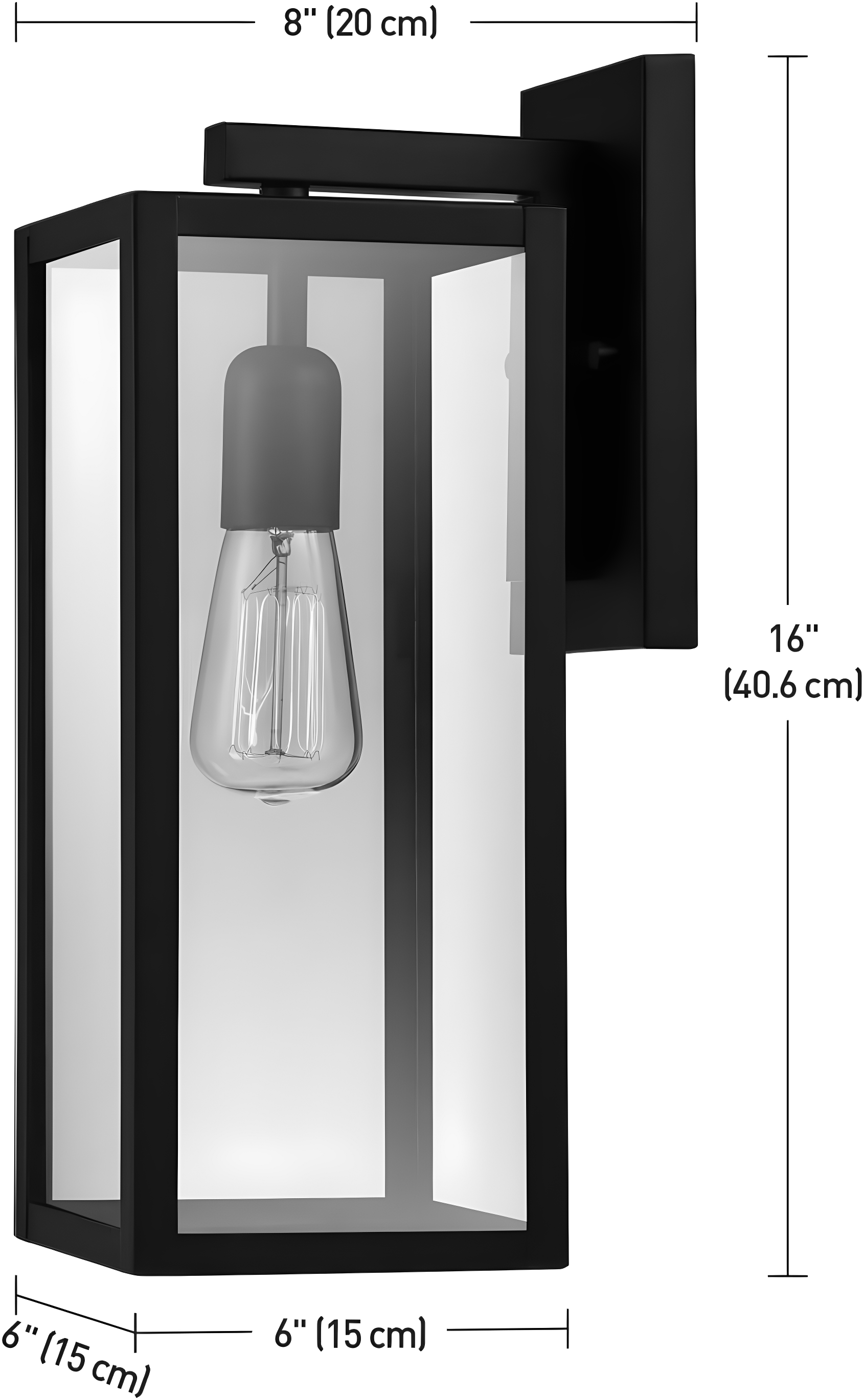 Globe Electric Bowery 1-Light Matte Black Outdoor Indoor Wall Sconce with Clear Glass Shade, 44176