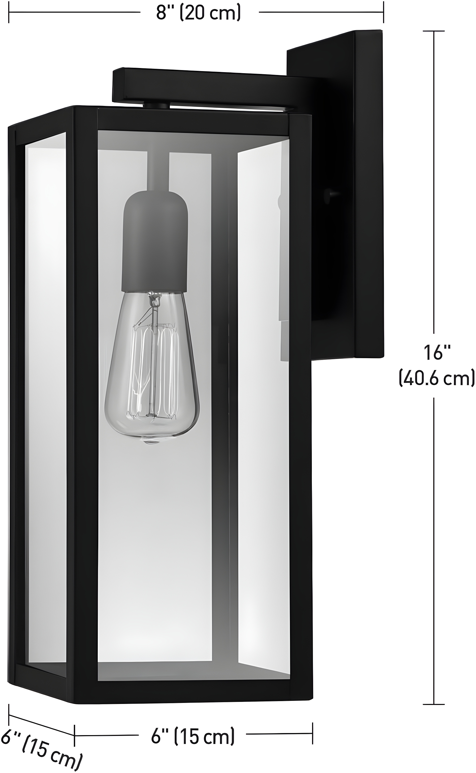 Globe Electric Bowery 1-Light Matte Black Outdoor Indoor Wall Sconce with Clear Glass Shade, 44176
