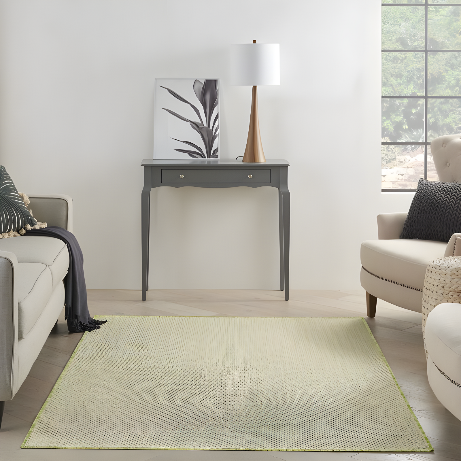 Nourison Courtyard COU01 Indoor/outdoor Area Rug - Ivory Green 6' x 9'