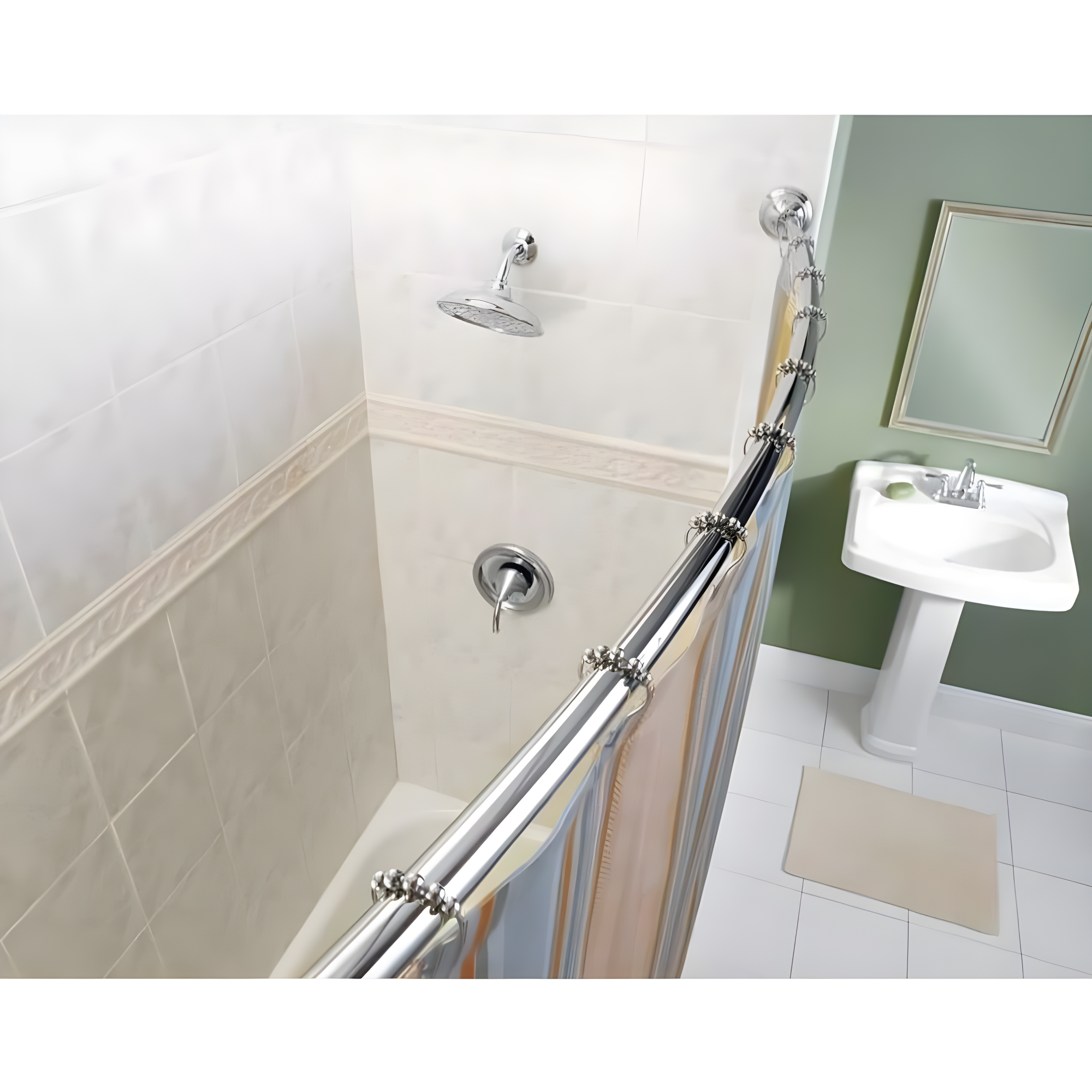 Moen Adjustable Curved Shower Rod 72 " X 72 " Chrome Finish