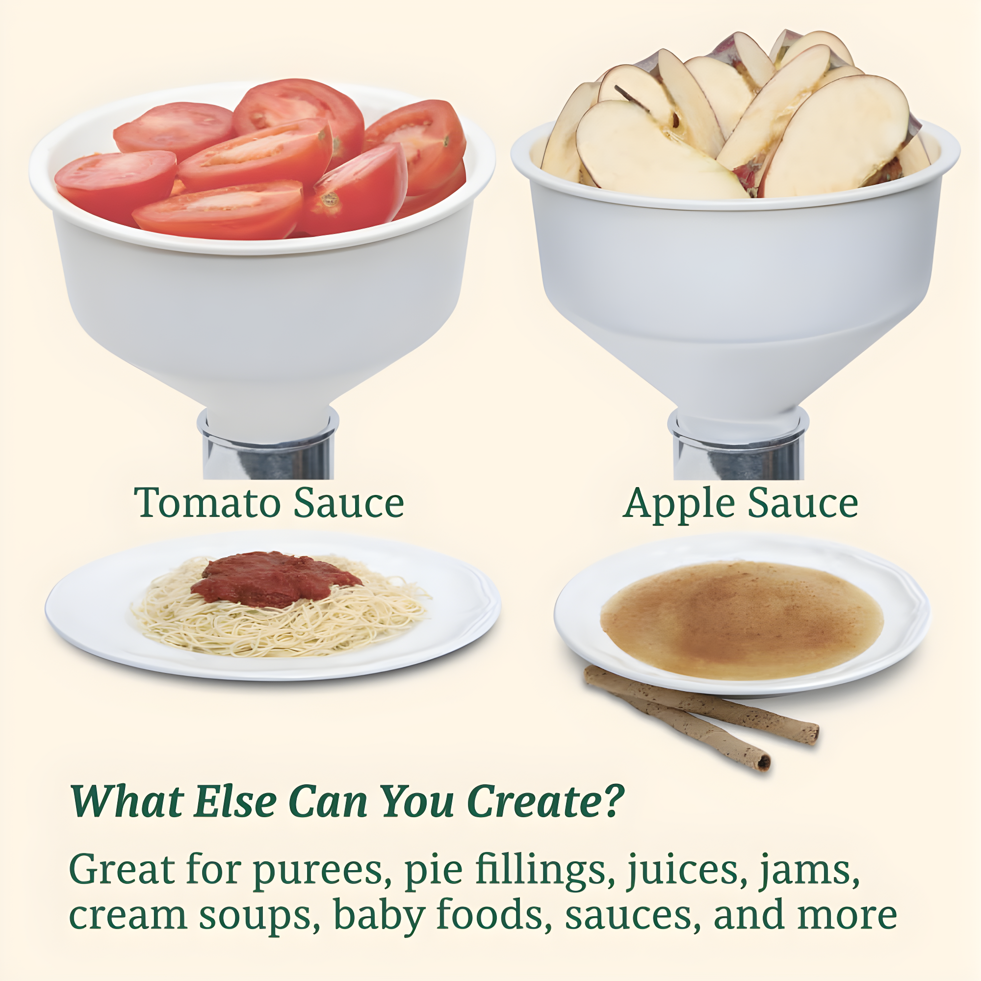 Johnny Apple Sauce Maker, Tomato Sauce Maker, Remove Skins & Seeds From Produce, Model 250 Clamp Based Food Strainer (Basic Strainer)