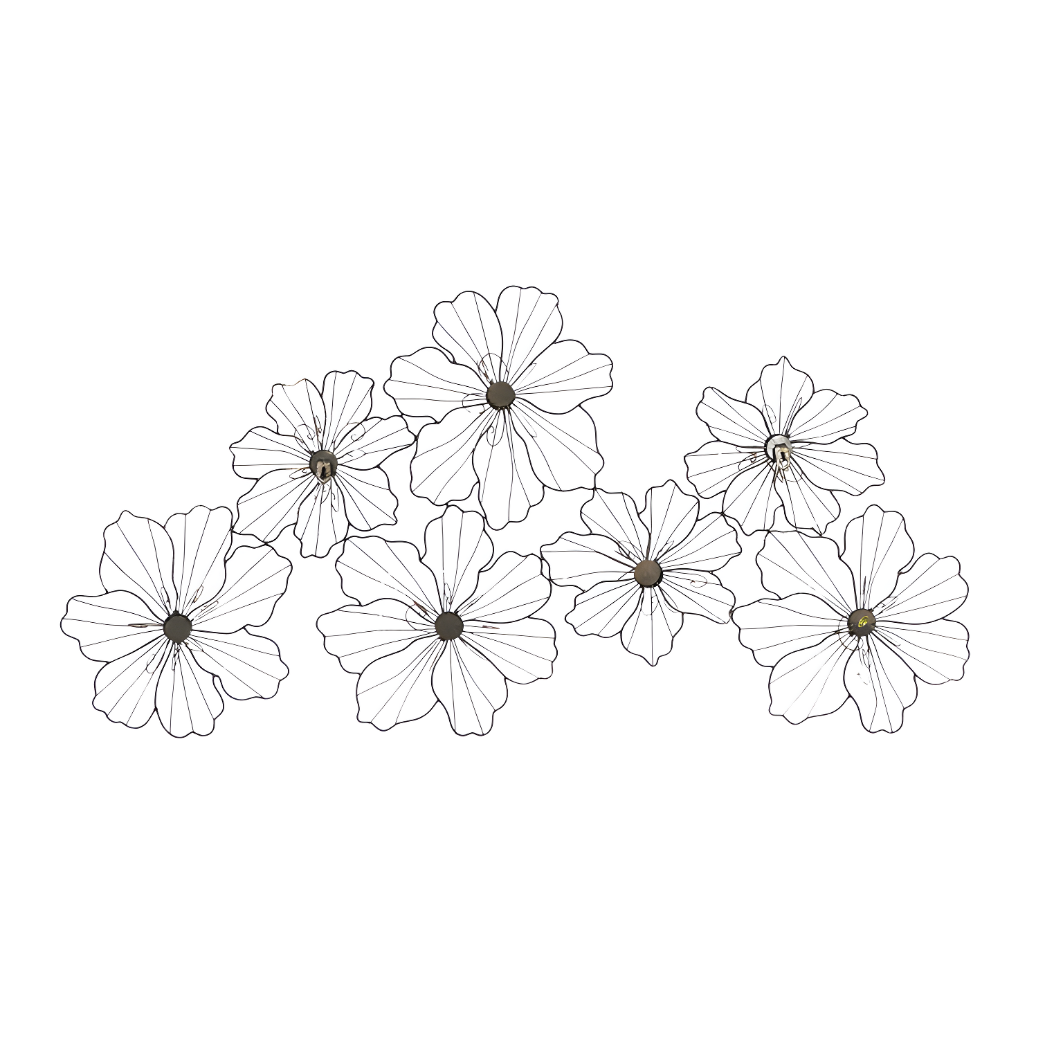 Metal Wire Foiled Floral Home Wall Decor with Scroll Accents