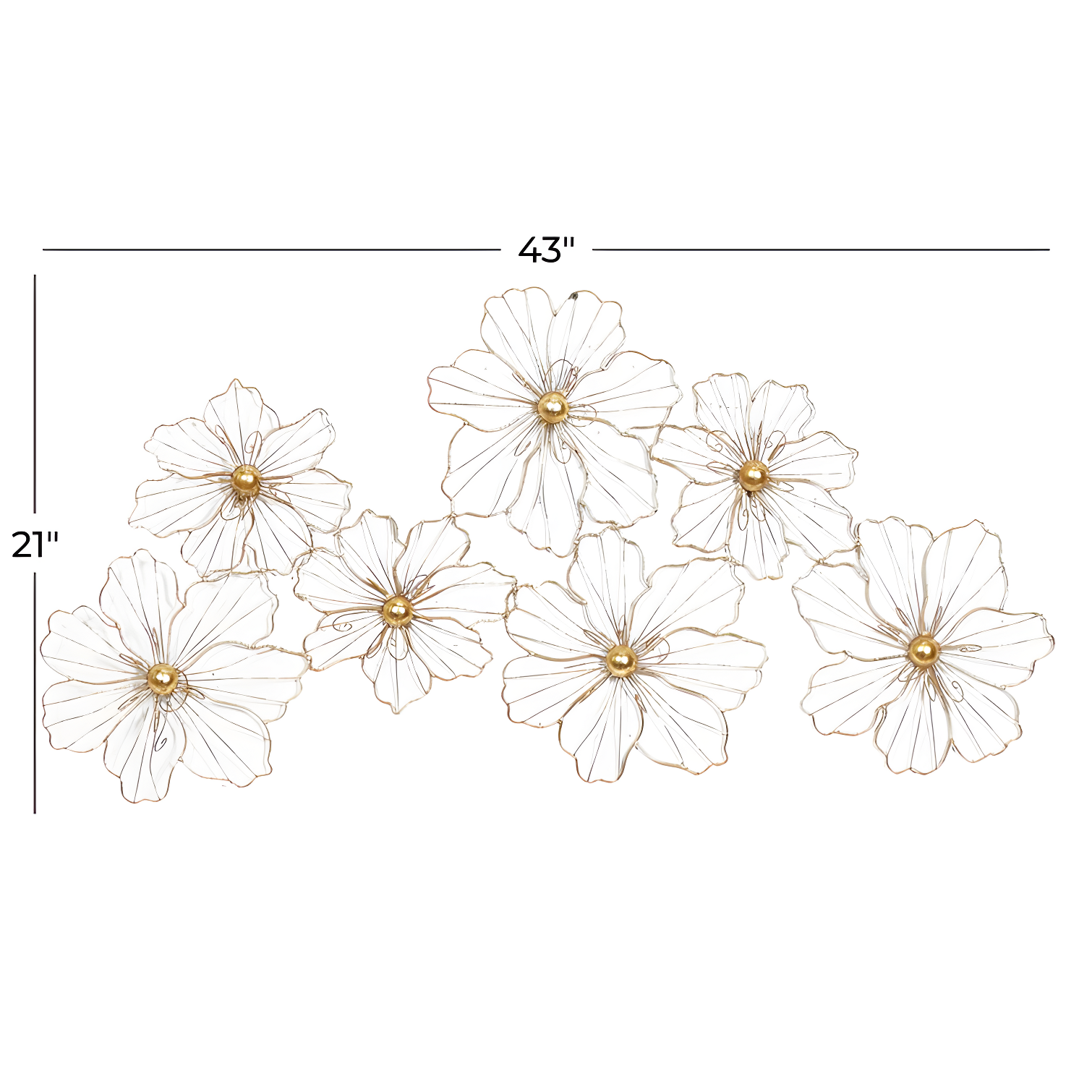 Metal Wire Foiled Floral Home Wall Decor with Scroll Accents