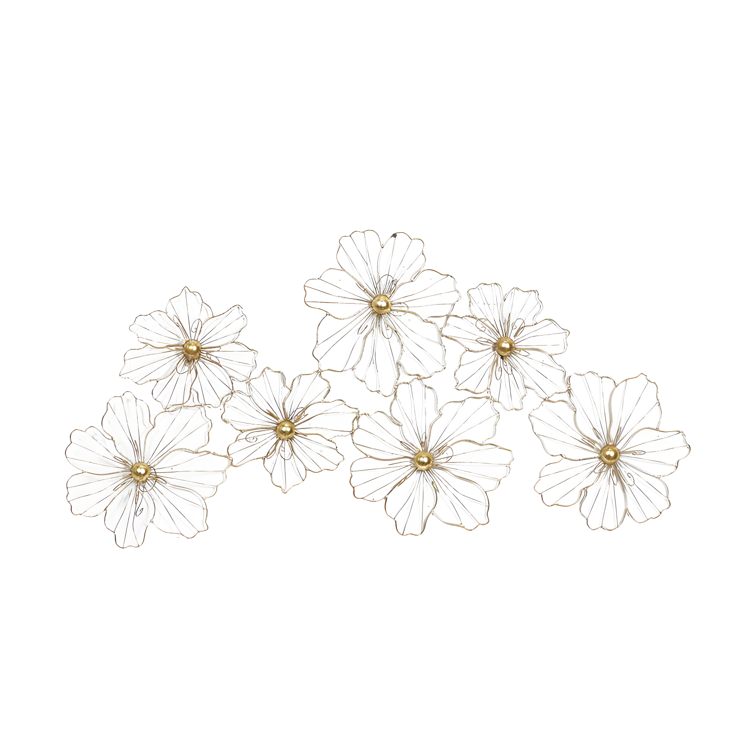 Metal Wire Foiled Floral Home Wall Decor with Scroll Accents