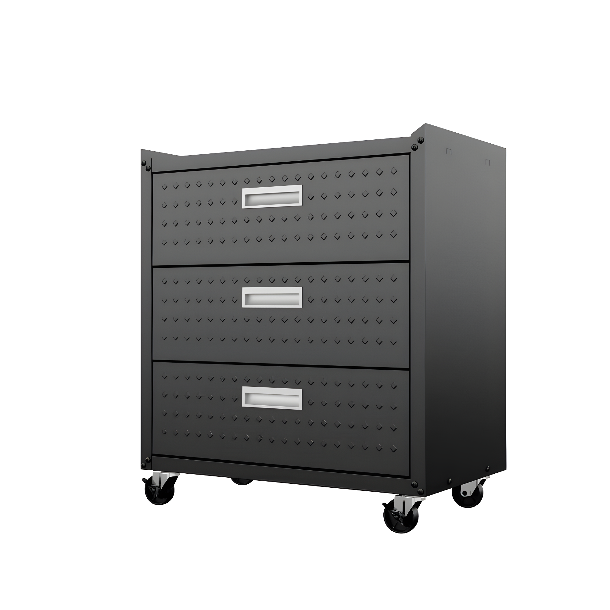 Fortress Textured Metal 31.5" Garage Mobile Chest with 3 Full Extension Drawers y