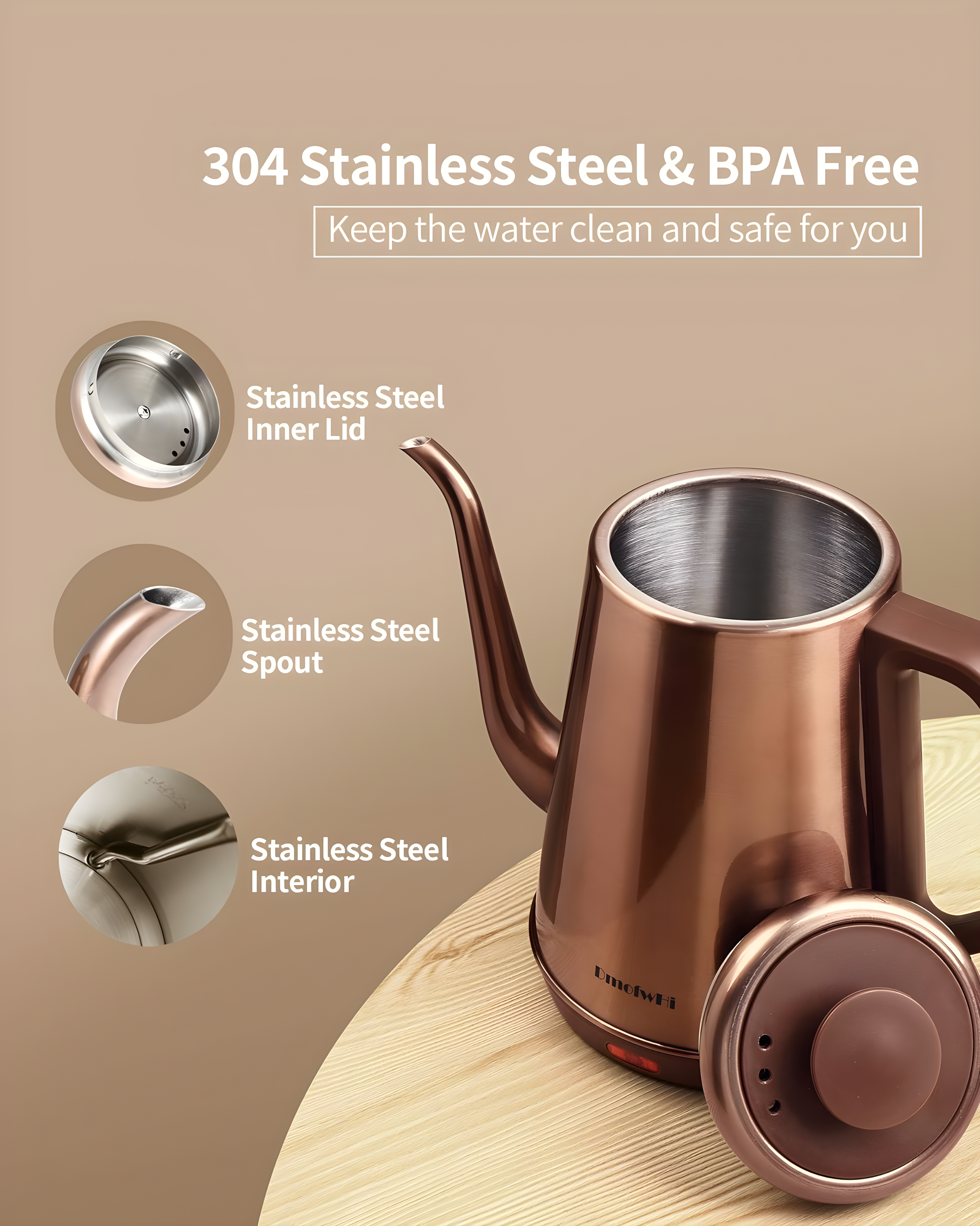 SEGUIRA Stainless Steel Electric Tea Kettle