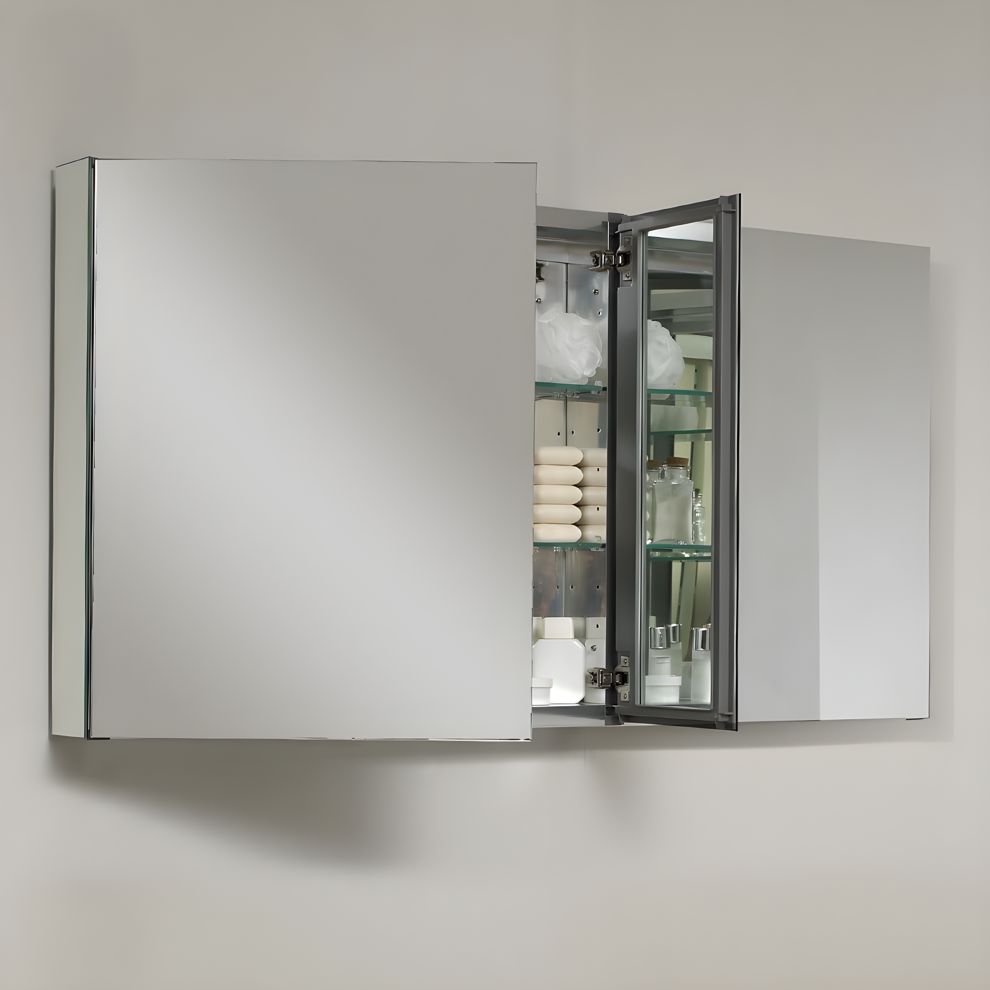 Fresca Senza 49" W x 26" H Surface/Recessed Mount Bathroom Medicine Cabinet with 4 Adjustable Shelves