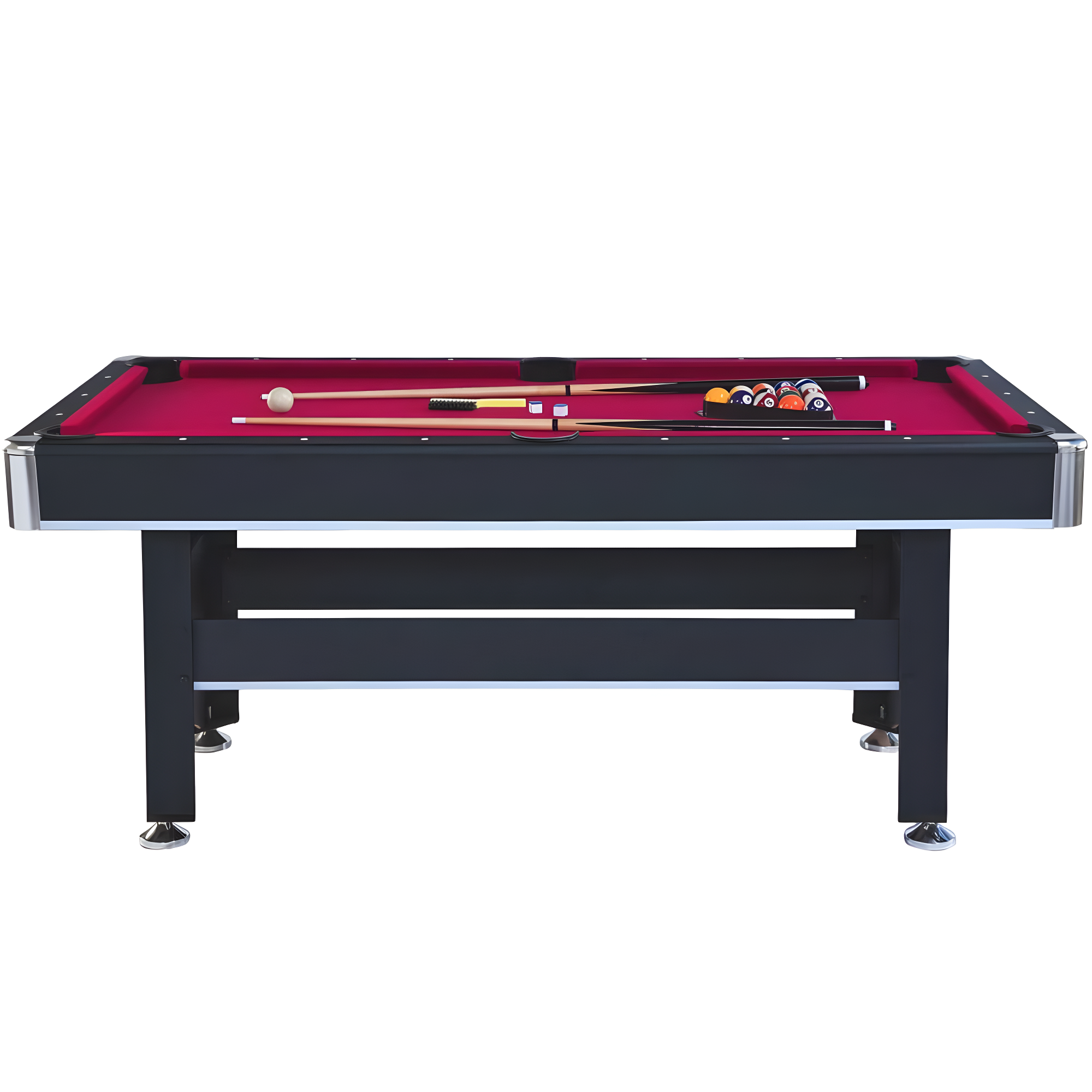 ALPHANEO 6-Ft Pool Table With Table Tennis Top - Black With Red Felt