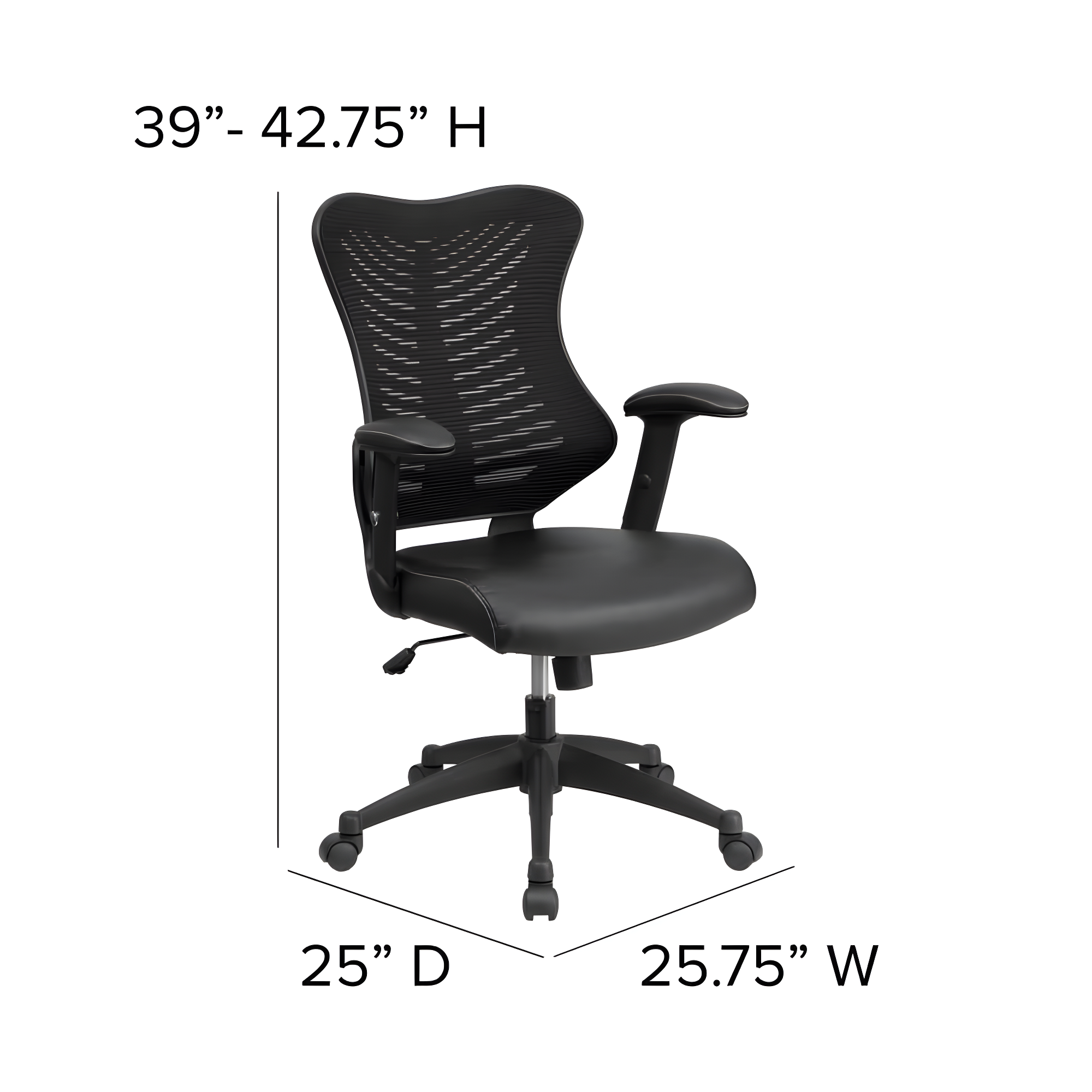 Flash Furniture High Back Designer Black Mesh Executive Swivel Ergonomic Office Chair with LeatherSoft Seat and Adjustable Arms