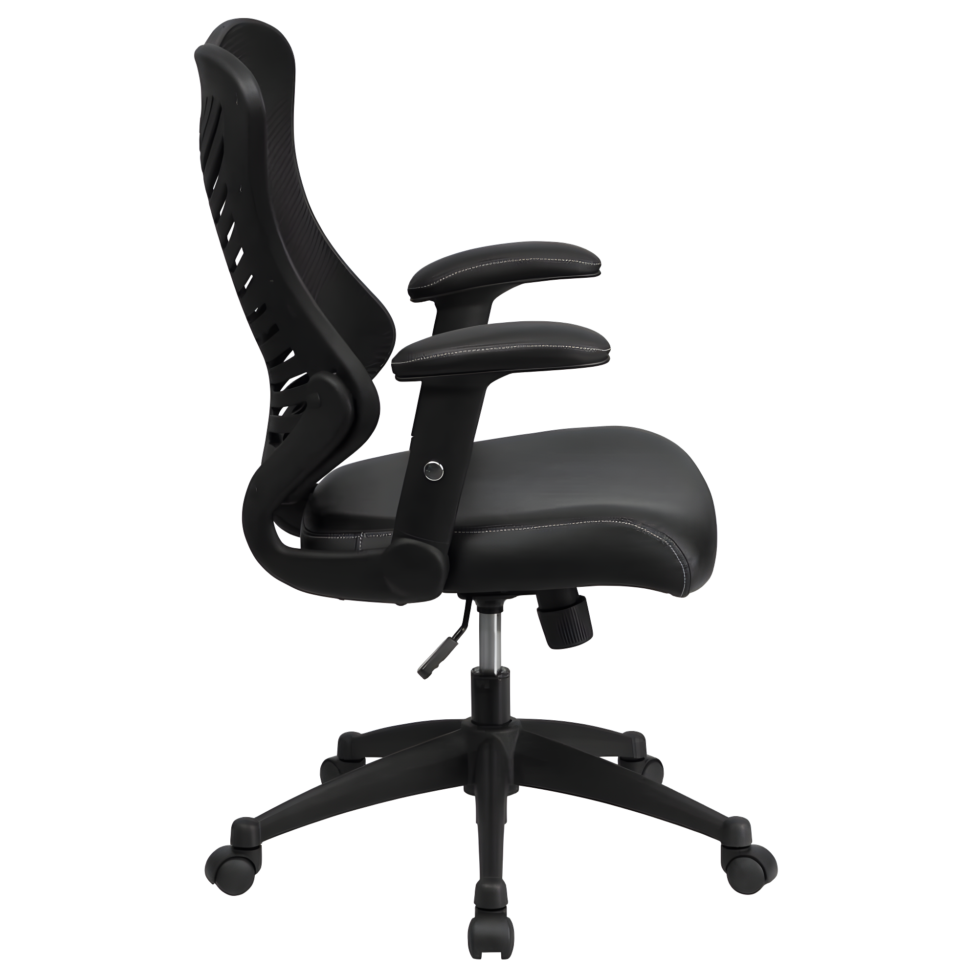 Flash Furniture High Back Designer Black Mesh Executive Swivel Ergonomic Office Chair with LeatherSoft Seat and Adjustable Arms