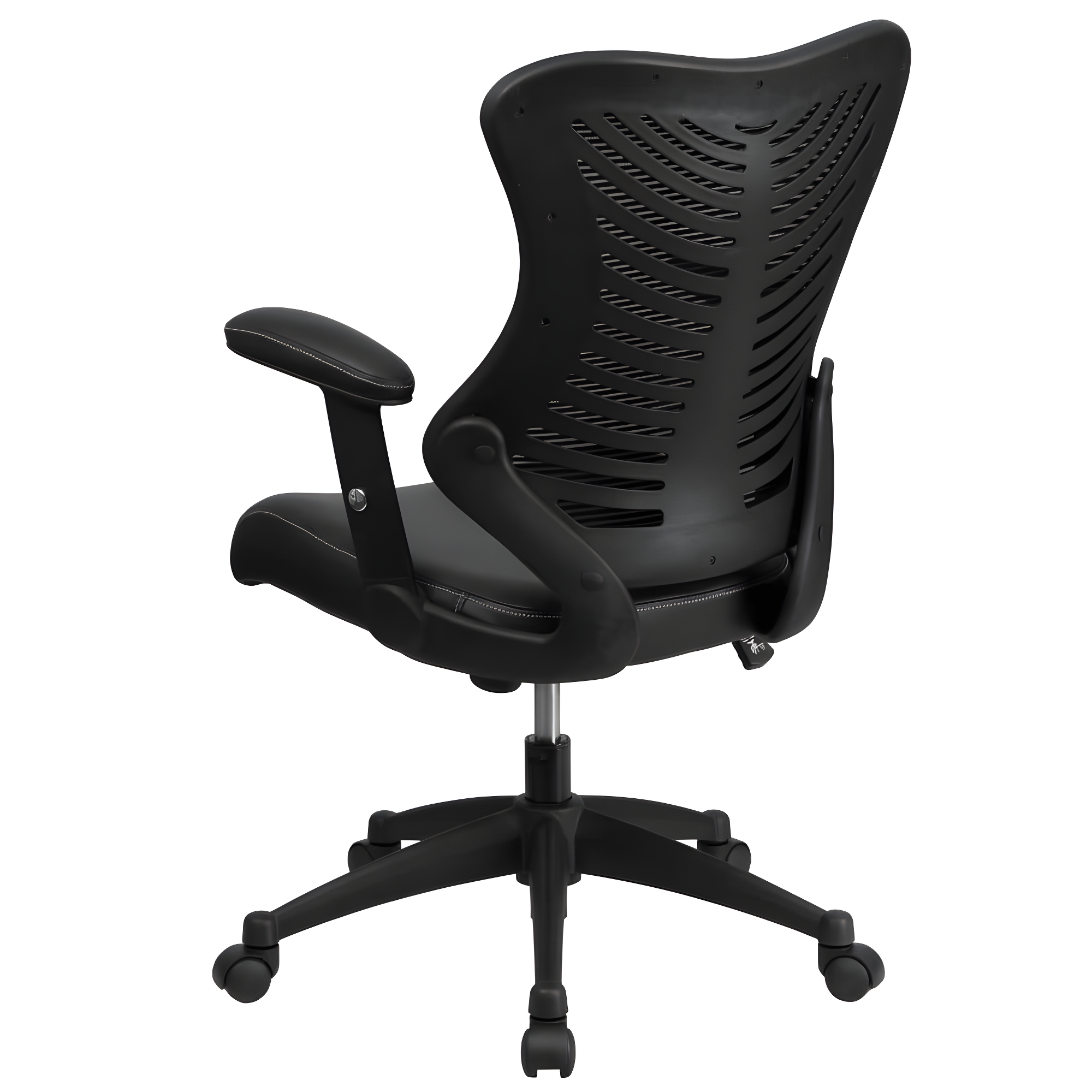 Flash Furniture High Back Designer Black Mesh Executive Swivel Ergonomic Office Chair with LeatherSoft Seat and Adjustable Arms