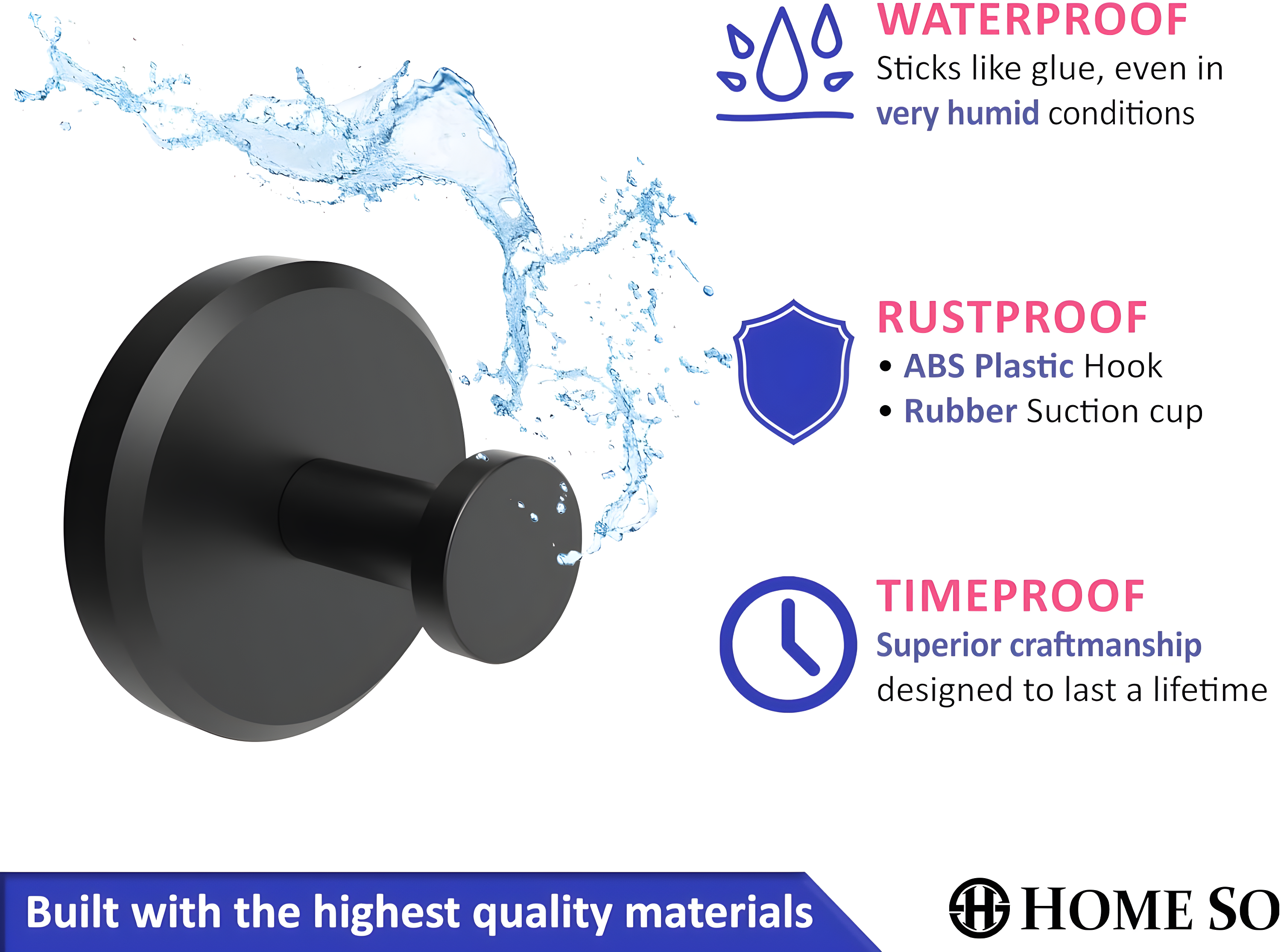 DEJUPE Suction Cup Hooks for Shower, Bathroom, Kitchen, Glass Door, Mirror, Tile – Loofah, Towel, Coat, Bath Robe Hook Holder for Hanging up to 15 lbs – Waterproof & Rustproof, Chrome (2-Pack)