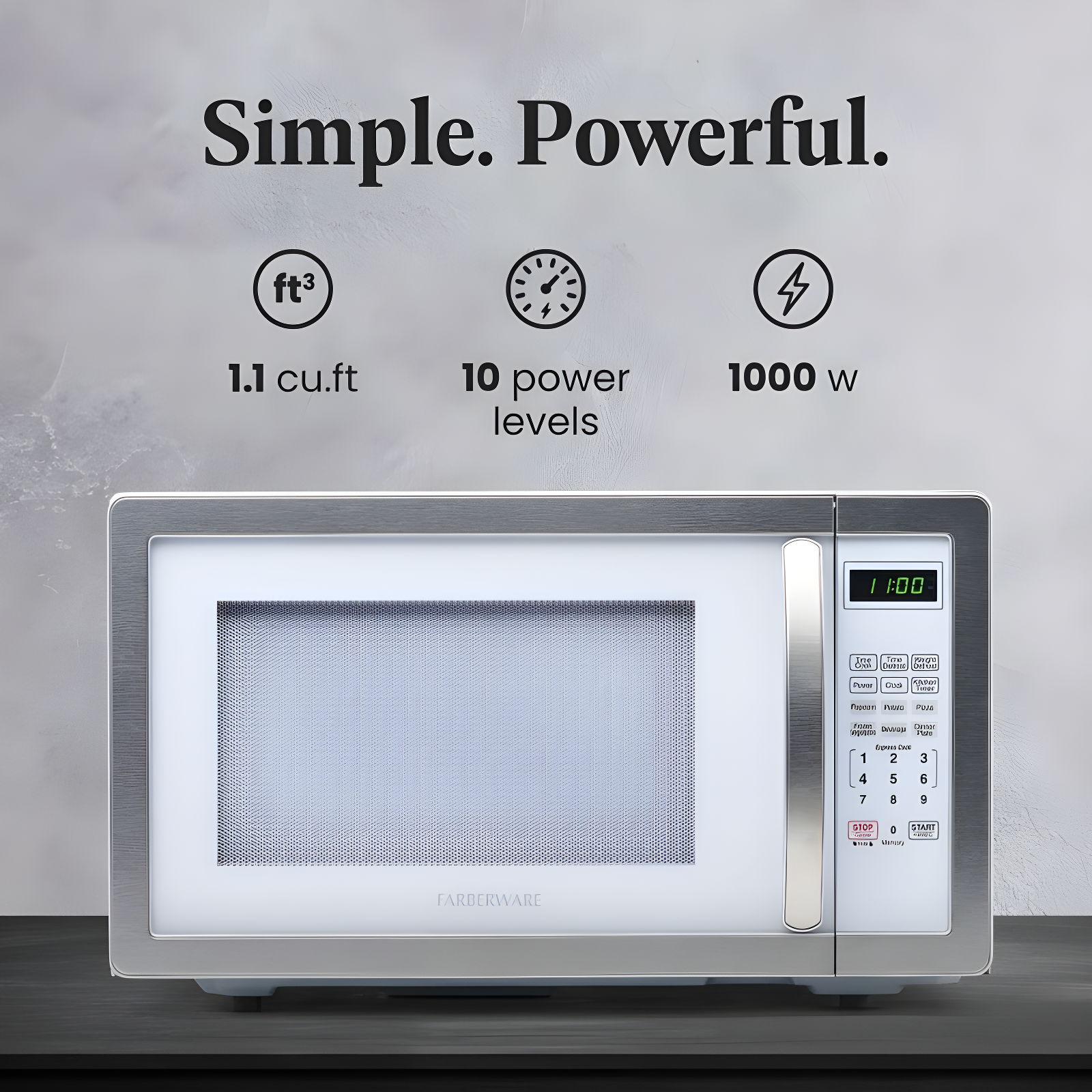Farberware Farberware Classic Countertop Microwave Oven, 1.1 Cubic Feet cu. ft., 1000 watts, with Child Lock