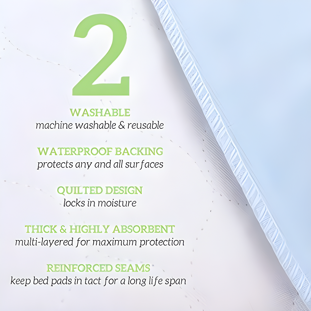 GREEN LIFESTYLE Washable Underpads 2 Pack - Large Bed Pads, 48" x 48", for use as Incontinence Bed Pads, Reusable Pet Pads, Great for Dogs, Cats, Bunny, Seniors Bed Pad (Pack of 2 - 48x48)