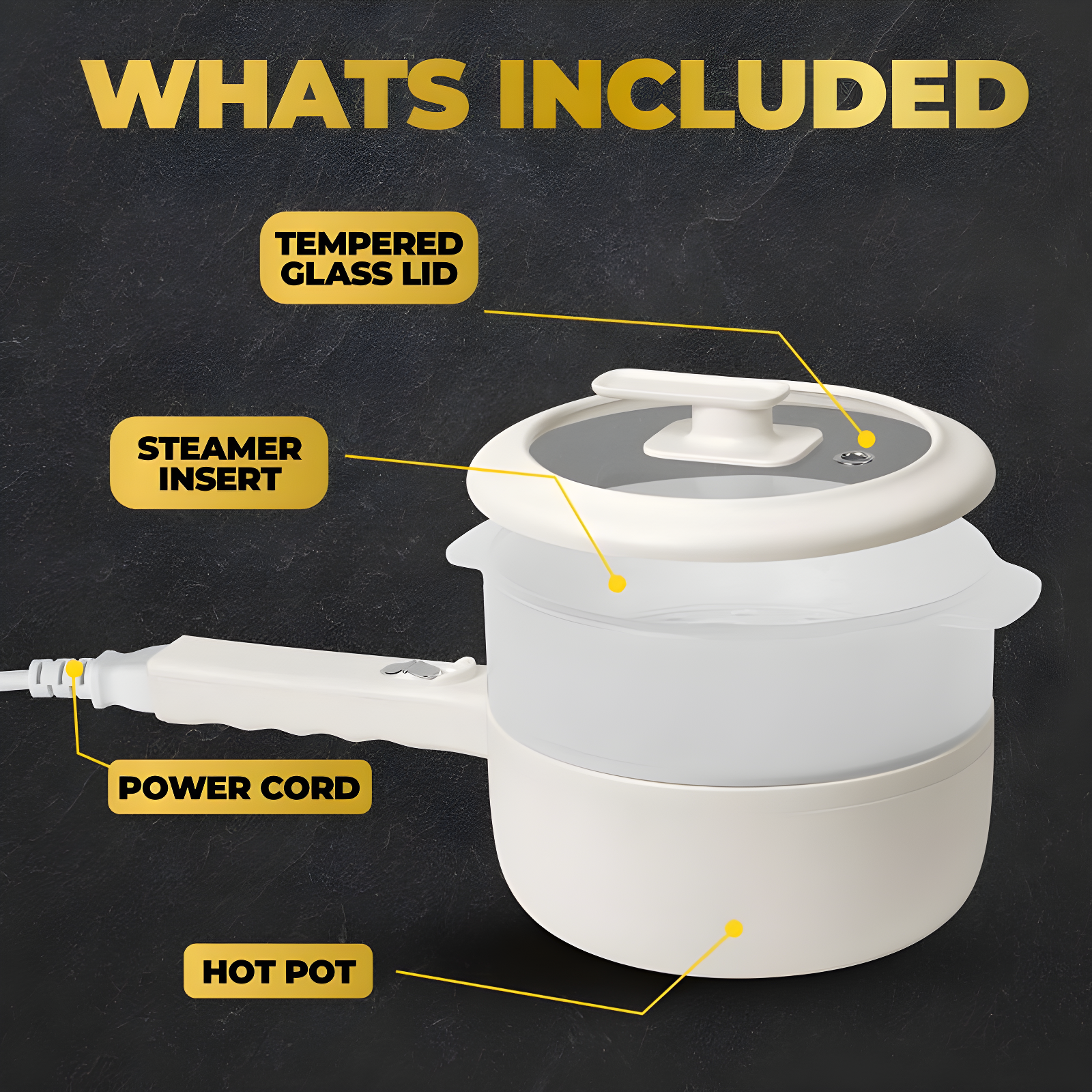 Ceramax Electric Hot Pot 1.5 Liters Nonstick Ceramic Skillet Pan Mini Cooker With Lid Steamer