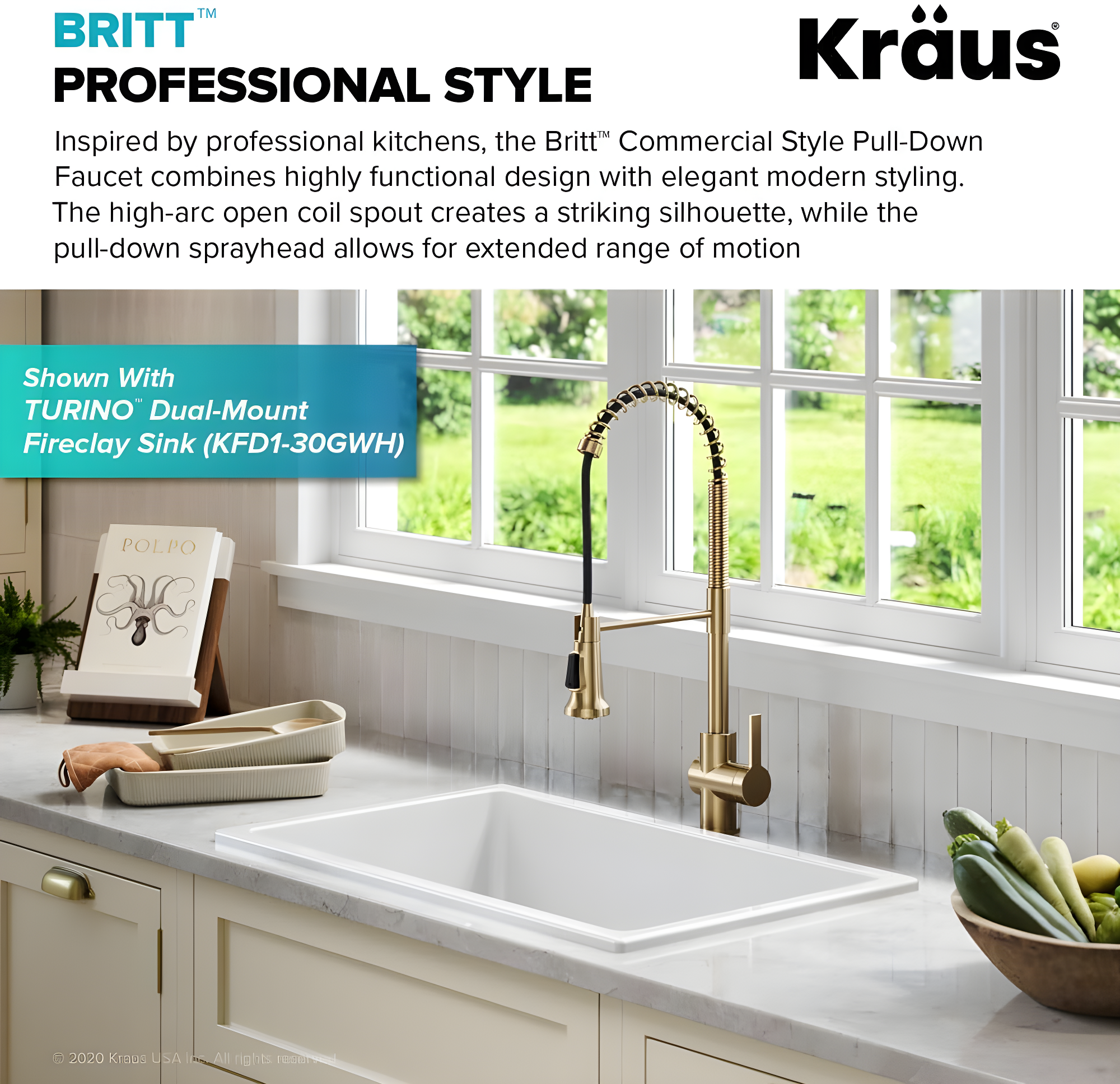 KRAUS Britt Commercial Style Single Handle Pull Down Kitchen Faucet