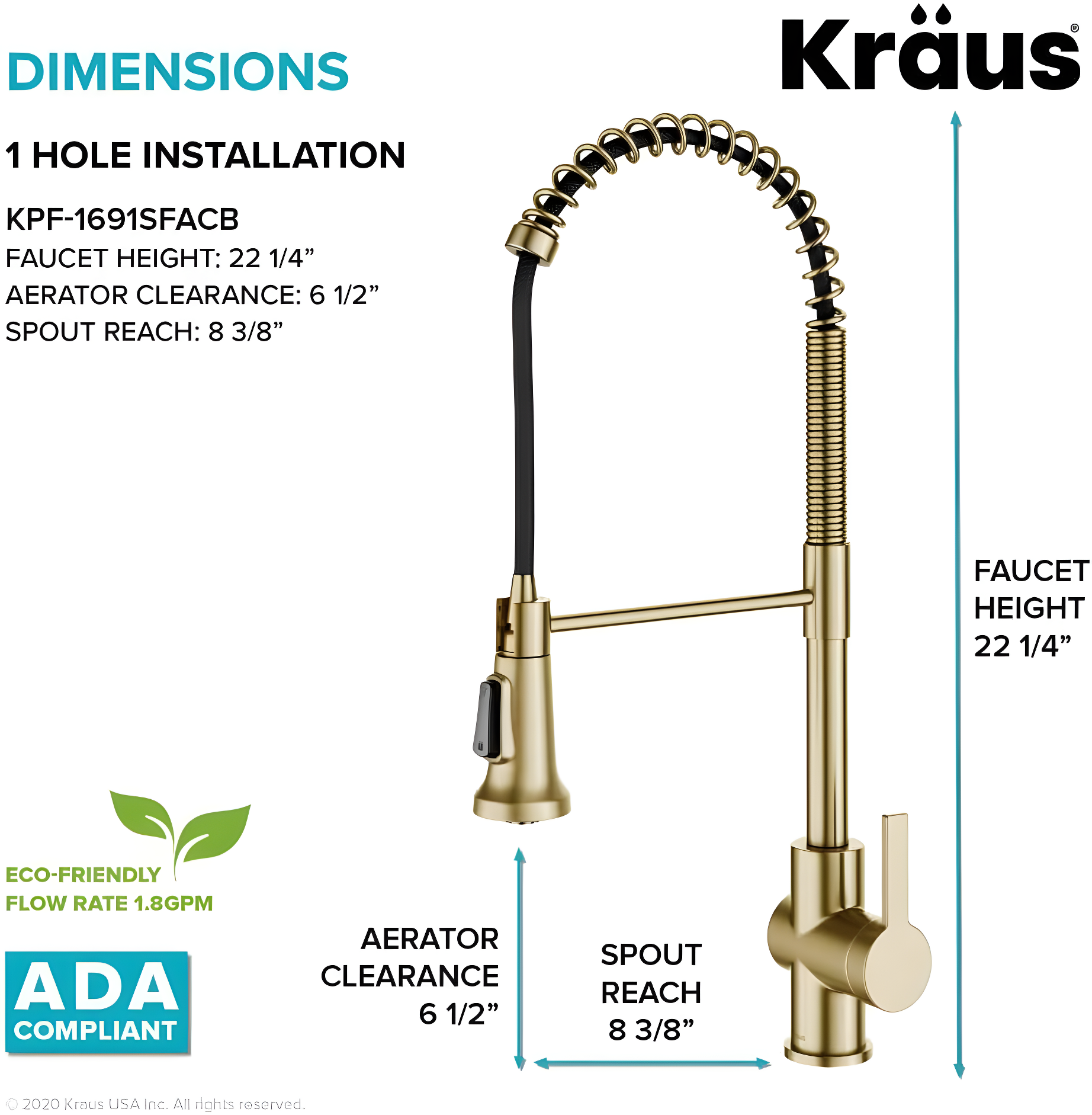 KRAUS Britt Commercial Style Single Handle Pull Down Kitchen Faucet
