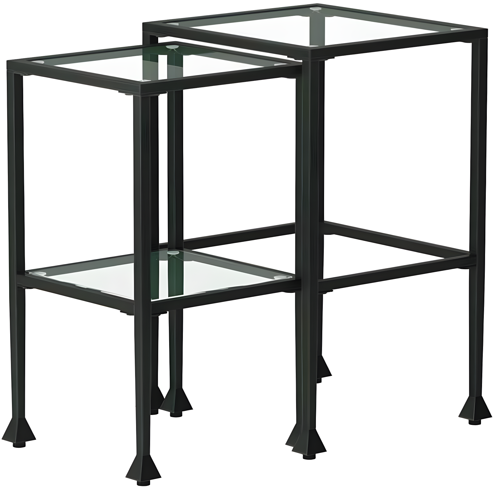 2-piece Glass Top Nesting Tables Black