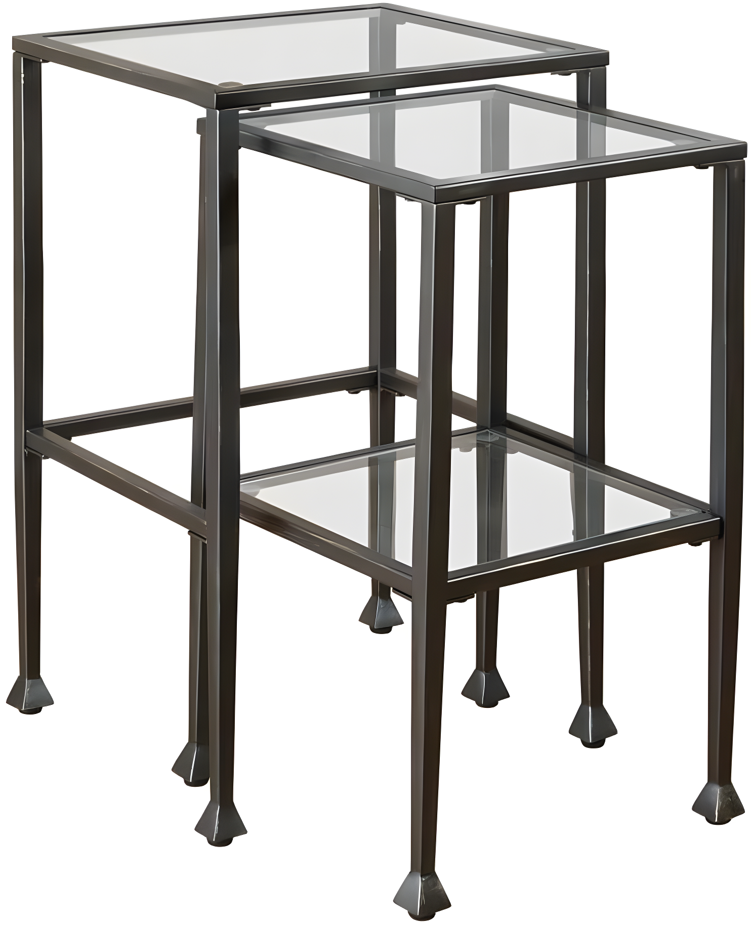 2-piece Glass Top Nesting Tables Black