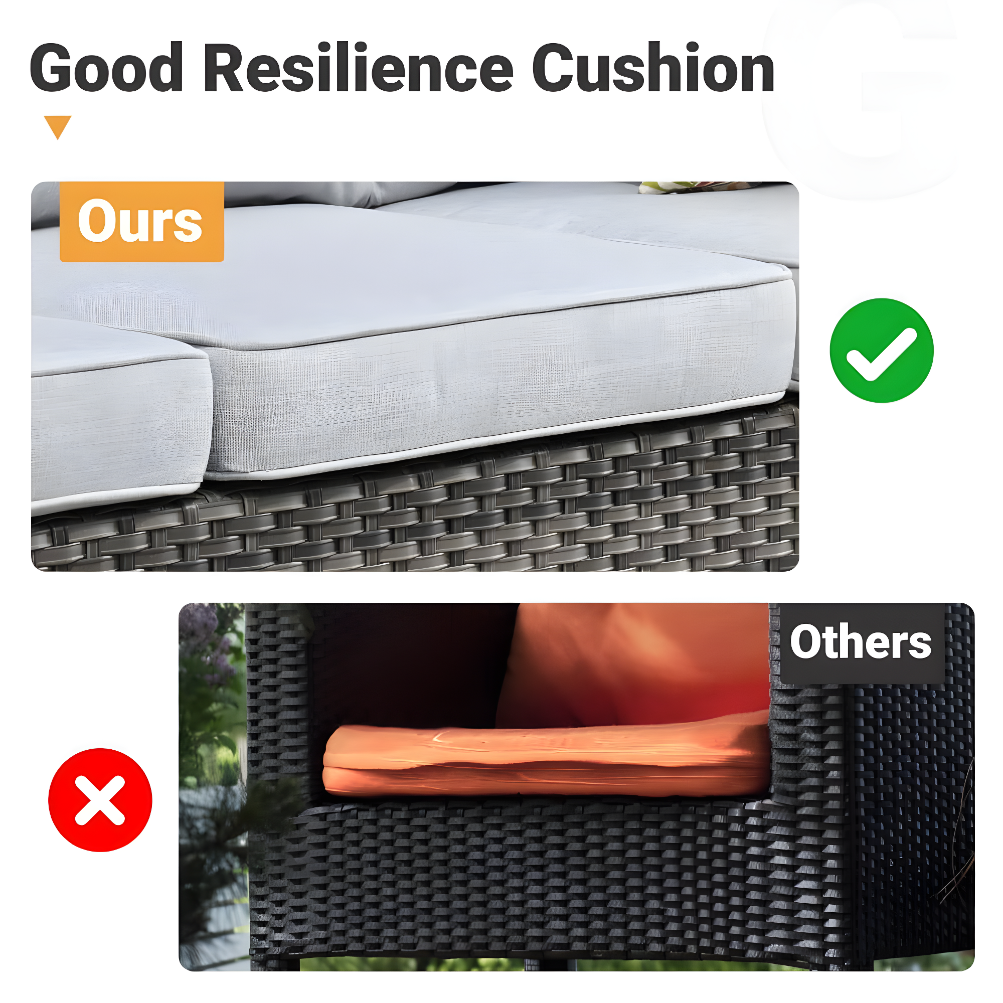 Ovios 5 Pieces Outdoor Patio Furniture Set Wicker Rattan Outdoor Conversation Comfortable Sectional Sofa with Steel Frame, Grey