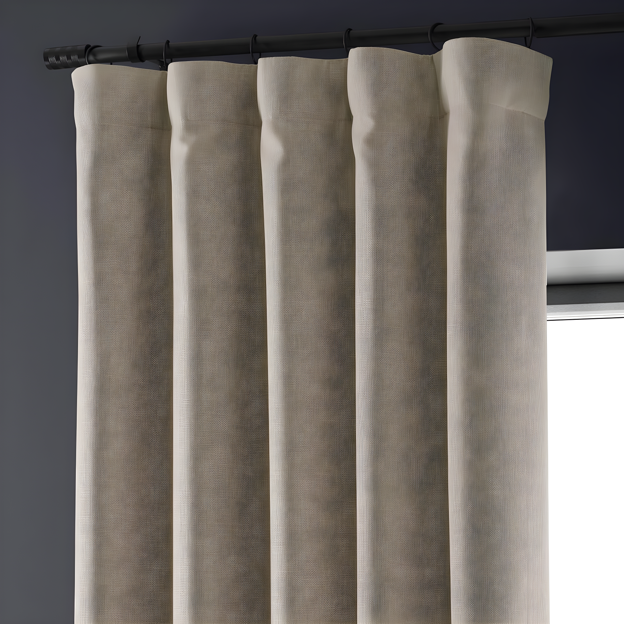 Signature Safari Tan Faux Linen Blackout Curtain (1 Panel), Safari Tan, 50W X 96L