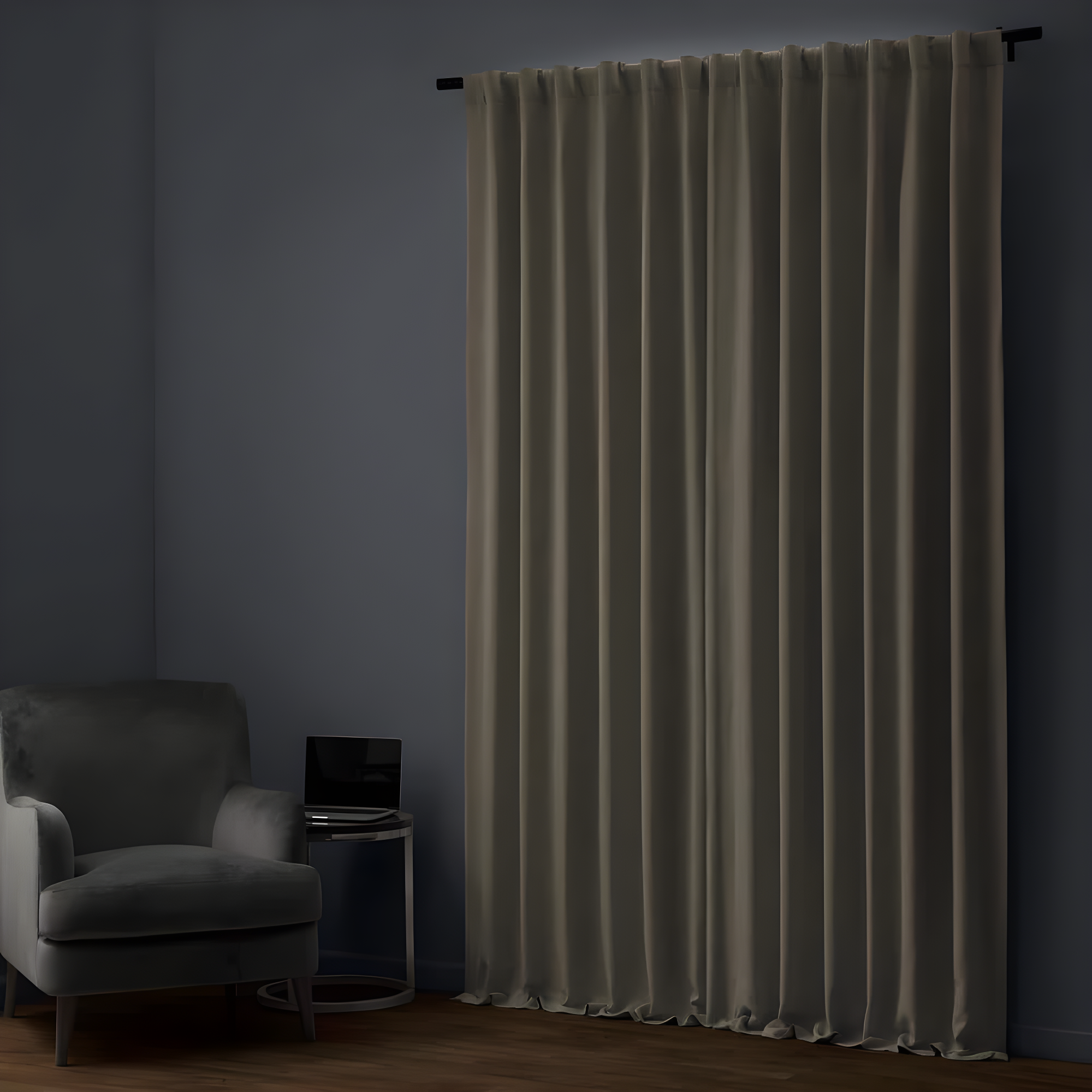 Signature Safari Tan Faux Linen Blackout Curtain (1 Panel), Safari Tan, 50W X 96L